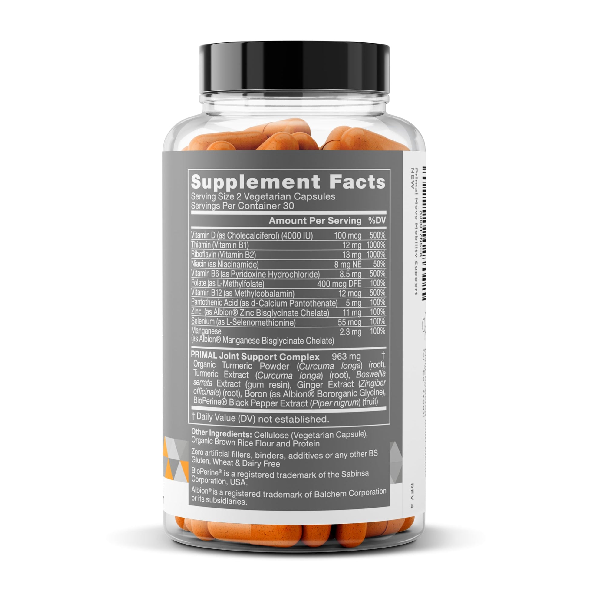 Primal Joint & Mobility Support - Advanced Joint Support Supplement for Women and Men - Turmeric, Boswellia, Ginger and Boron for Whole-Body Flexibility, Joint Health & Comfort - 60 Veg Soft Capsules Eu NaturalAu supplements
