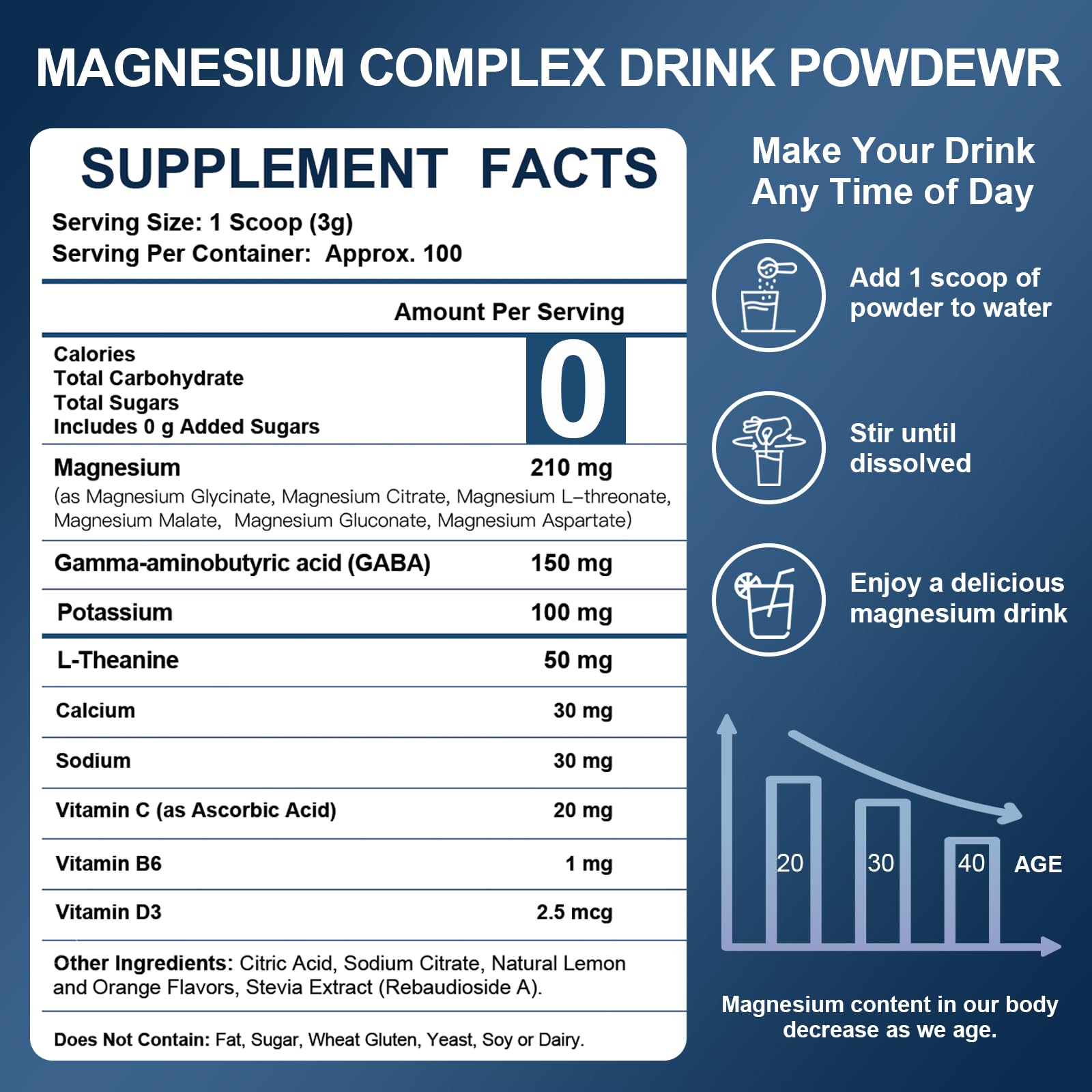 NATURE TARGET Magnesium Powder Supplement with Glycinate, Citrate, Malate, Magnesium Complex with L-Theanine & Vitamin B6 for Muscle, Heart & Brain, Vegan, 10.58 oz (100 Servings), Lemon Orange Flavor NATURE TARGETAu supplements