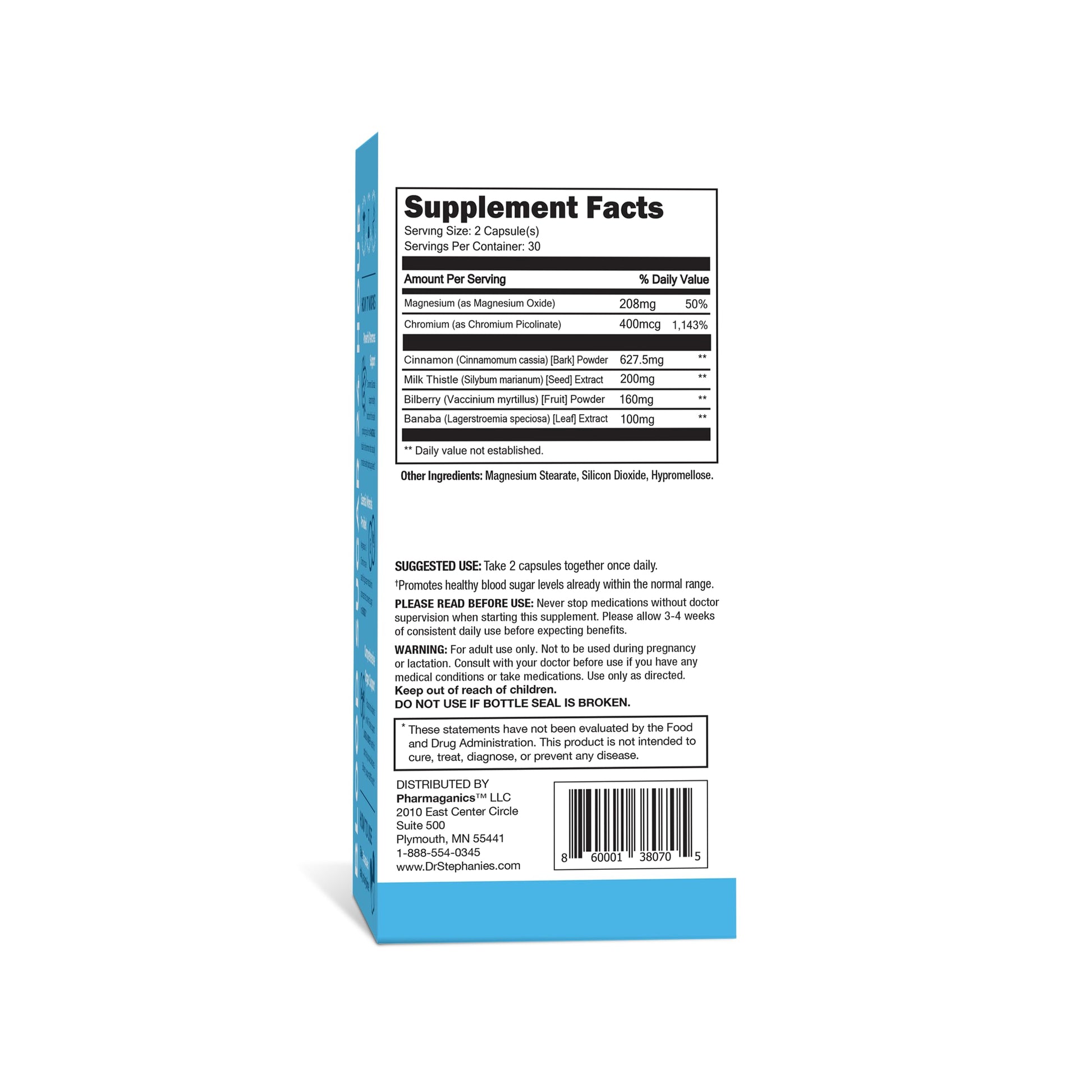 Pharmaganics Blood Sugar 24 Hour - 6 in 1 Formula with Cinnamon, Banaba, Chromium, Milk Thistle, & More - Once Daily Supplement PharmaganicsAu supplements