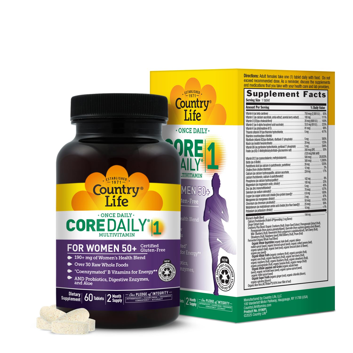 Country Life CORE Daily-1 for Women 50+ Multivitamin - Formulated for Women Over 50, Complete Daily Nutrition with Women's Health Blend, Coenzymated B Vitamins, Probiotics, and Digestive Enzymes Country LifeAu supplements