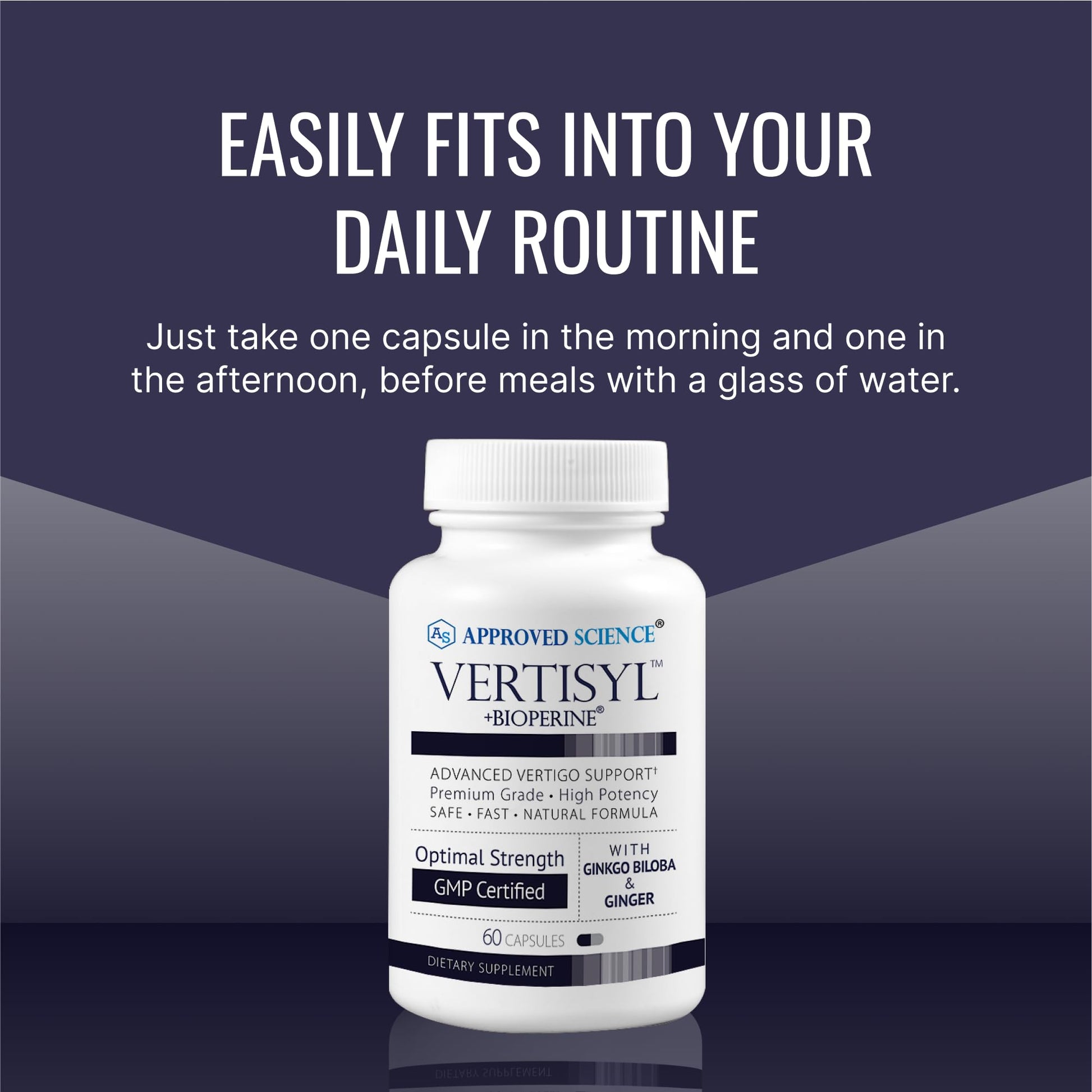 Approved Science VertiSyl - Ginkgo Biloba, Ginger, Vitamin D3, BioPerine - 60 Capsules - 1 Month Supply Approved ScienceAu supplements