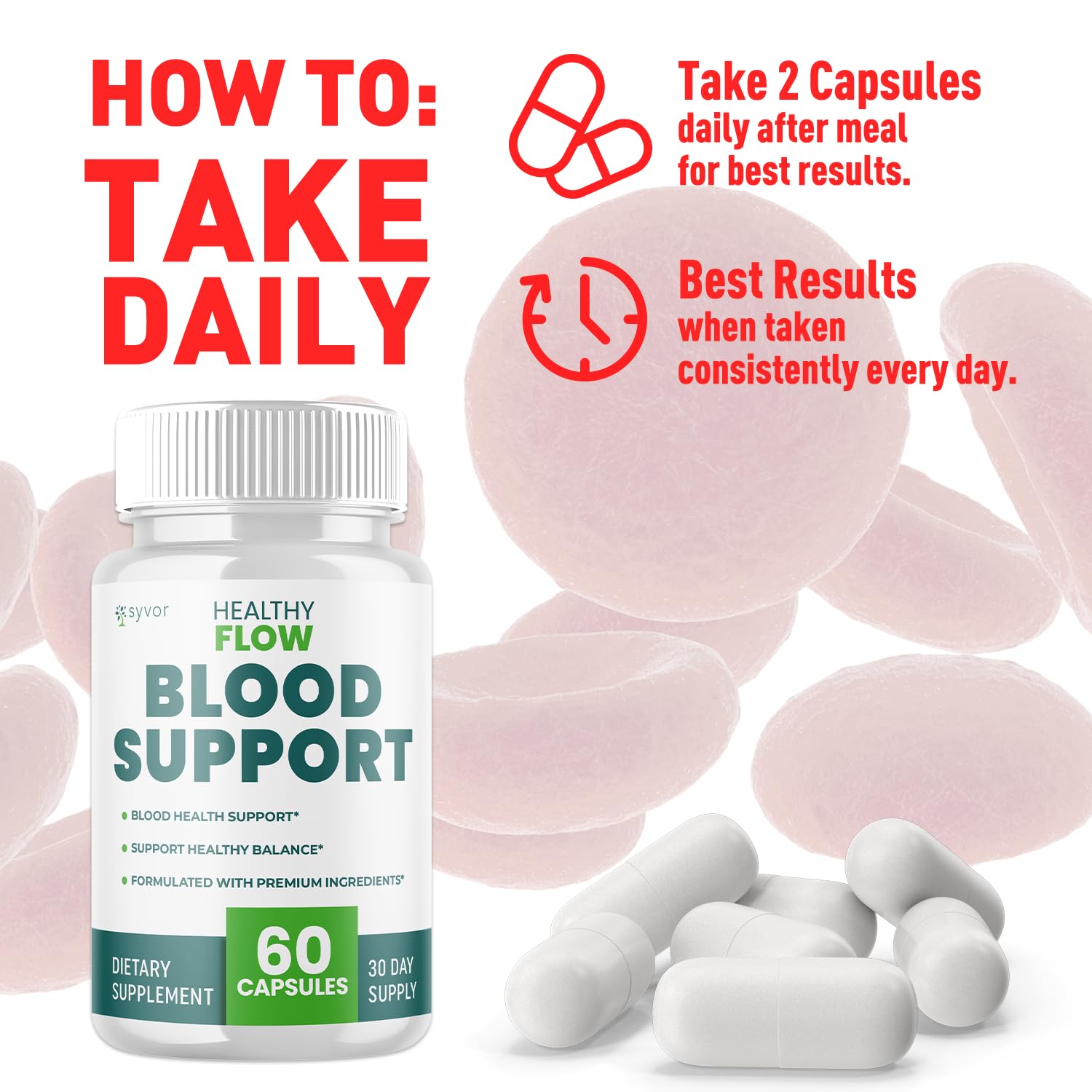 (2 Pack) Healthy Flow Blood Support Capsules, Official Healthy Flow Blood Support Pills with All Natural Ingredients, Advanced Formula Supplement with Premium Vitamins for Men & Women (120 Capsules) SyvorAu supplements