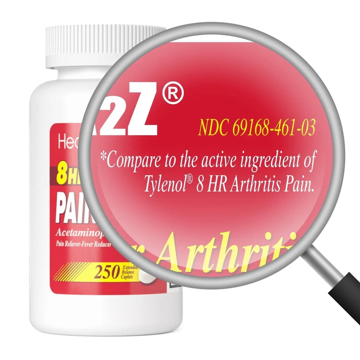 HealthA2Z® Pain Relief Extended Release | Acetaminophen 650mg | 8 Hours | Arthiritis Pain | Pain Reliever - Fever Reducer | Contains no Aspirin | (250 Caplets) HealthA2ZAu supplements