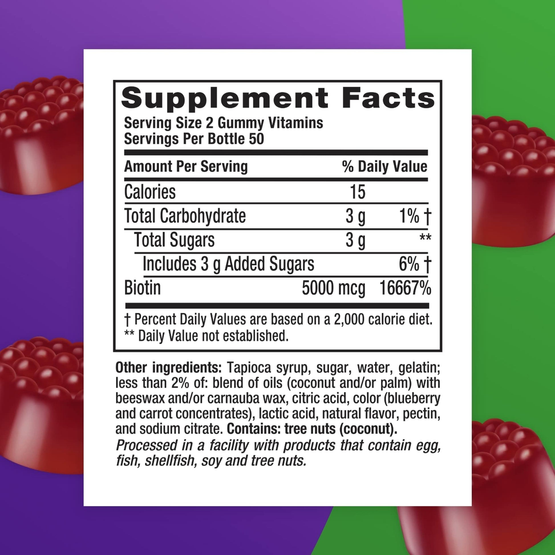 vitafusion Extra Strength Biotin Gummy Vitamins, Berry Flavored, 5,000 mcg Biotin Vitamins VitafusionAu supplements