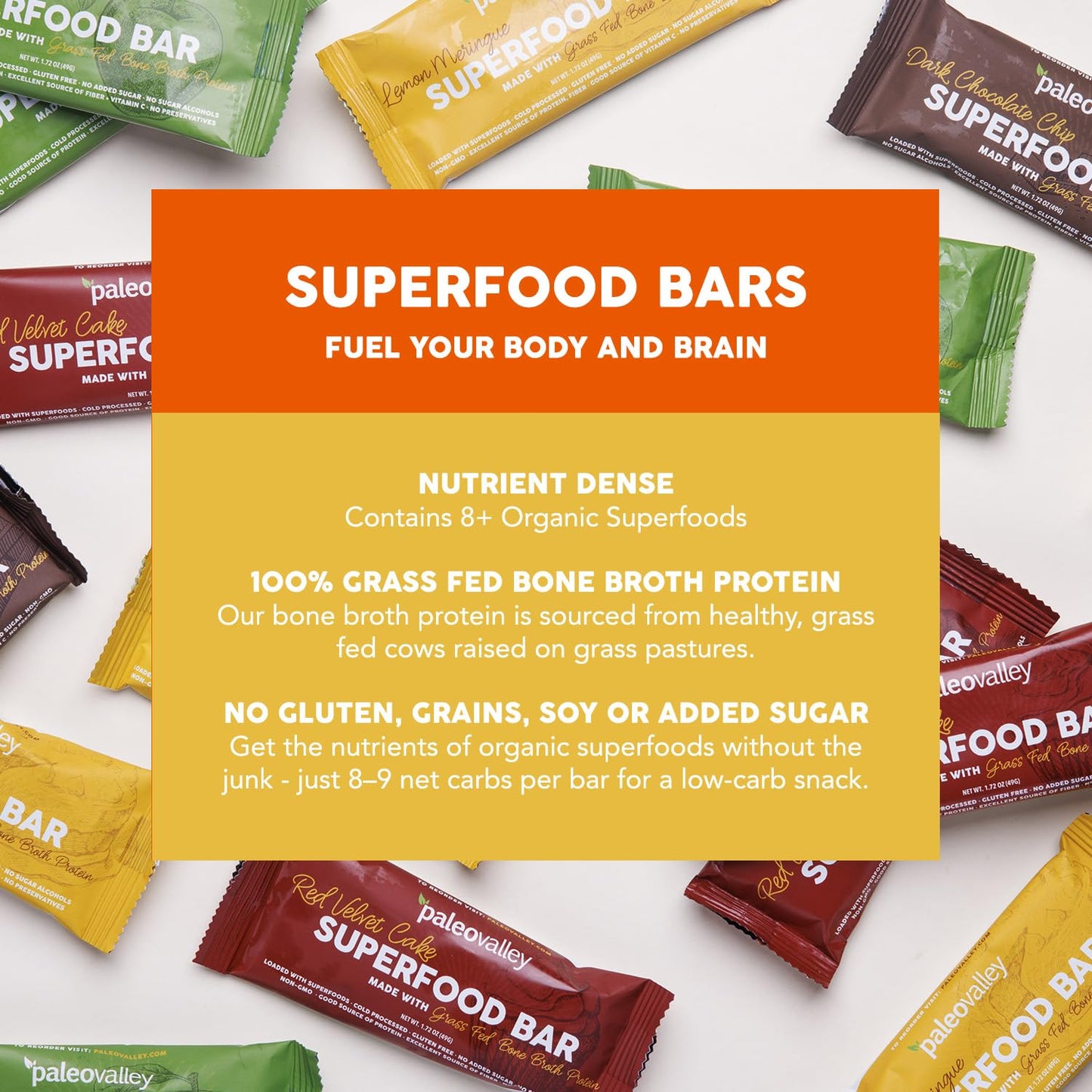 Paleovalley Superfood Bars – Lemon Meringue– 10 Pack – 9g Protein per Bar – Gluten-Free, Grain-Free, Paleo, Non-GMO – On-the-Go Snack PaleovalleyUS supplements