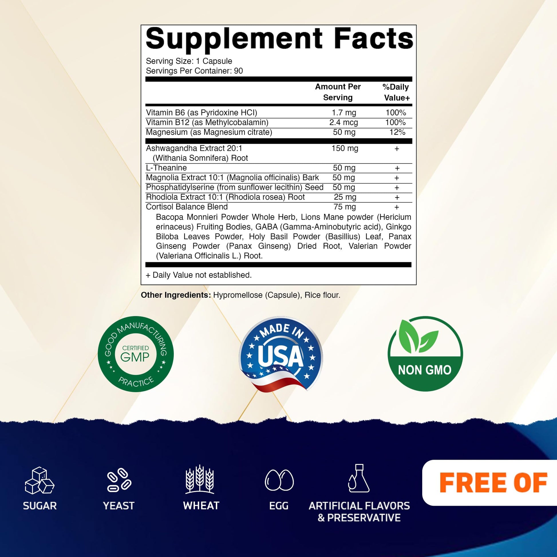Vitamatic Cortisol Health Support - 90 Veggie Capsules - Made with Adaptogenic Blend with Ashwagandha, Rhodiola, Magnolia, L-Theanine, Phosphatidylserine VitamaticAu supplements
