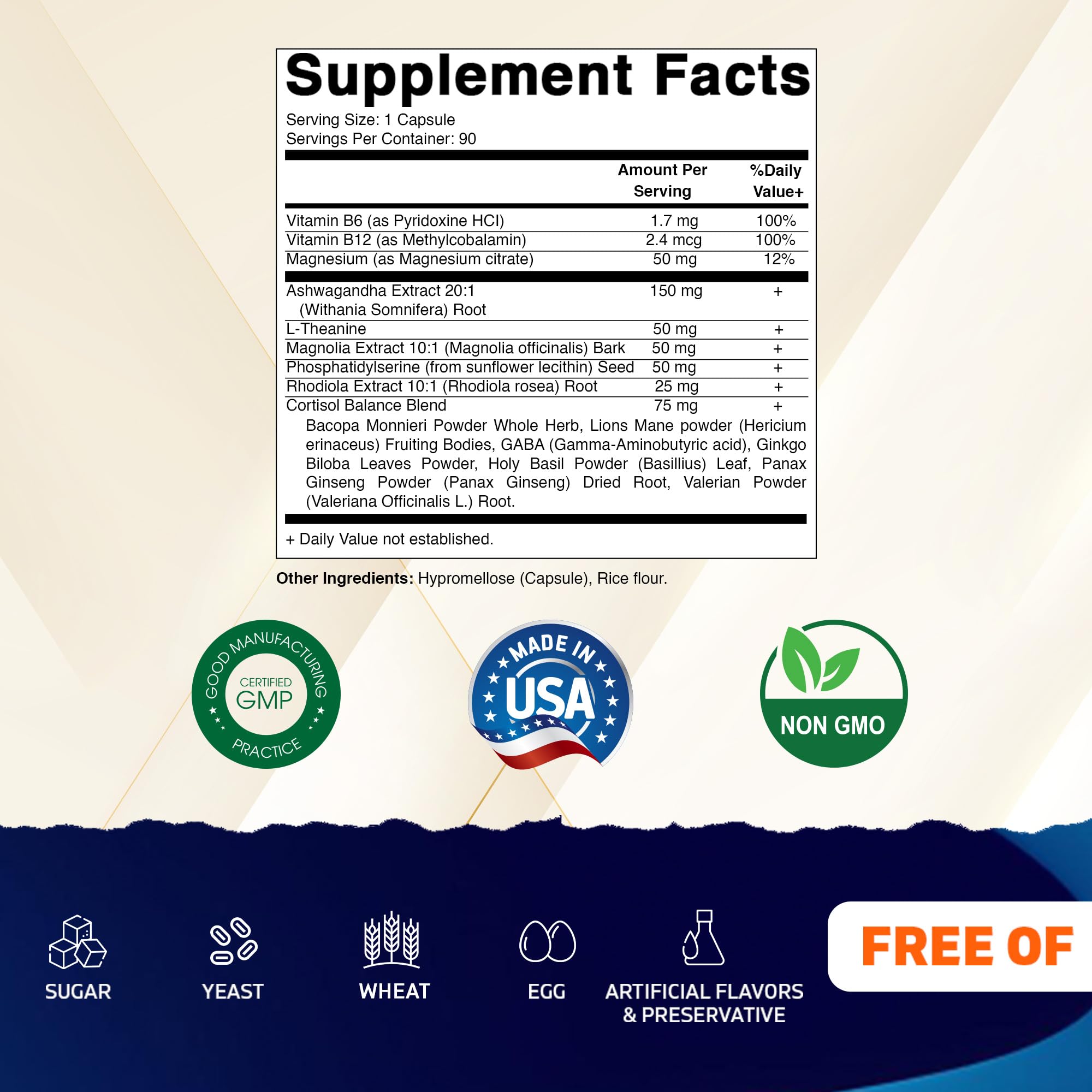 Vitamatic Cortisol Health Support - 90 Veggie Capsules - Made with Adaptogenic Blend with Ashwagandha, Rhodiola, Magnolia, L-Theanine, Phosphatidylserine VitamaticAu supplements