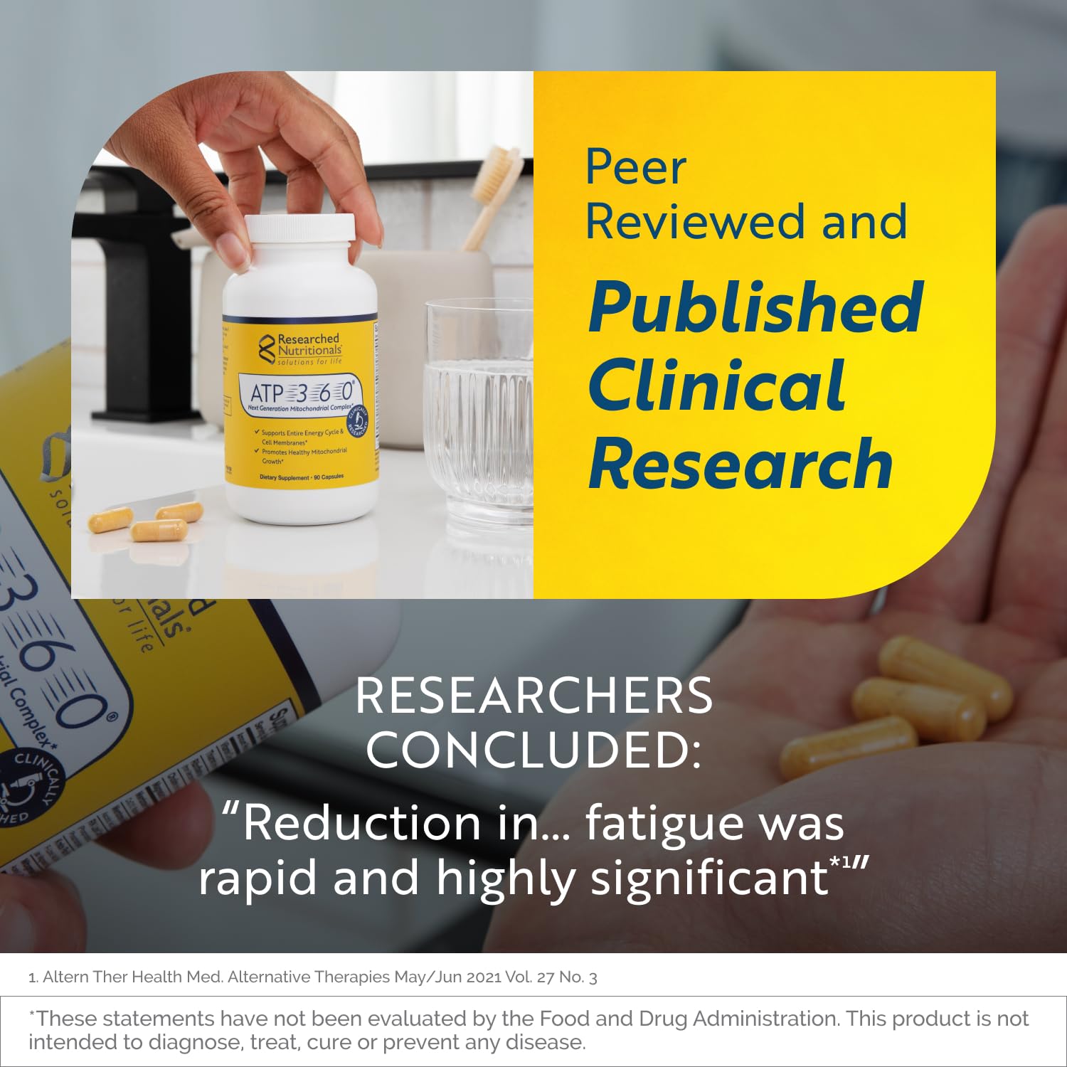 Researched Nutritionals ATP 360 - Mitochondrial Supplements to Support Entire Energy Cycle & Cell Membranes - Clinically Researched ATP Supplements, High Dose CoQ10, R-Lipoic Acid & PQQ, 90 Capsules Researched NutritionalsAu supplements