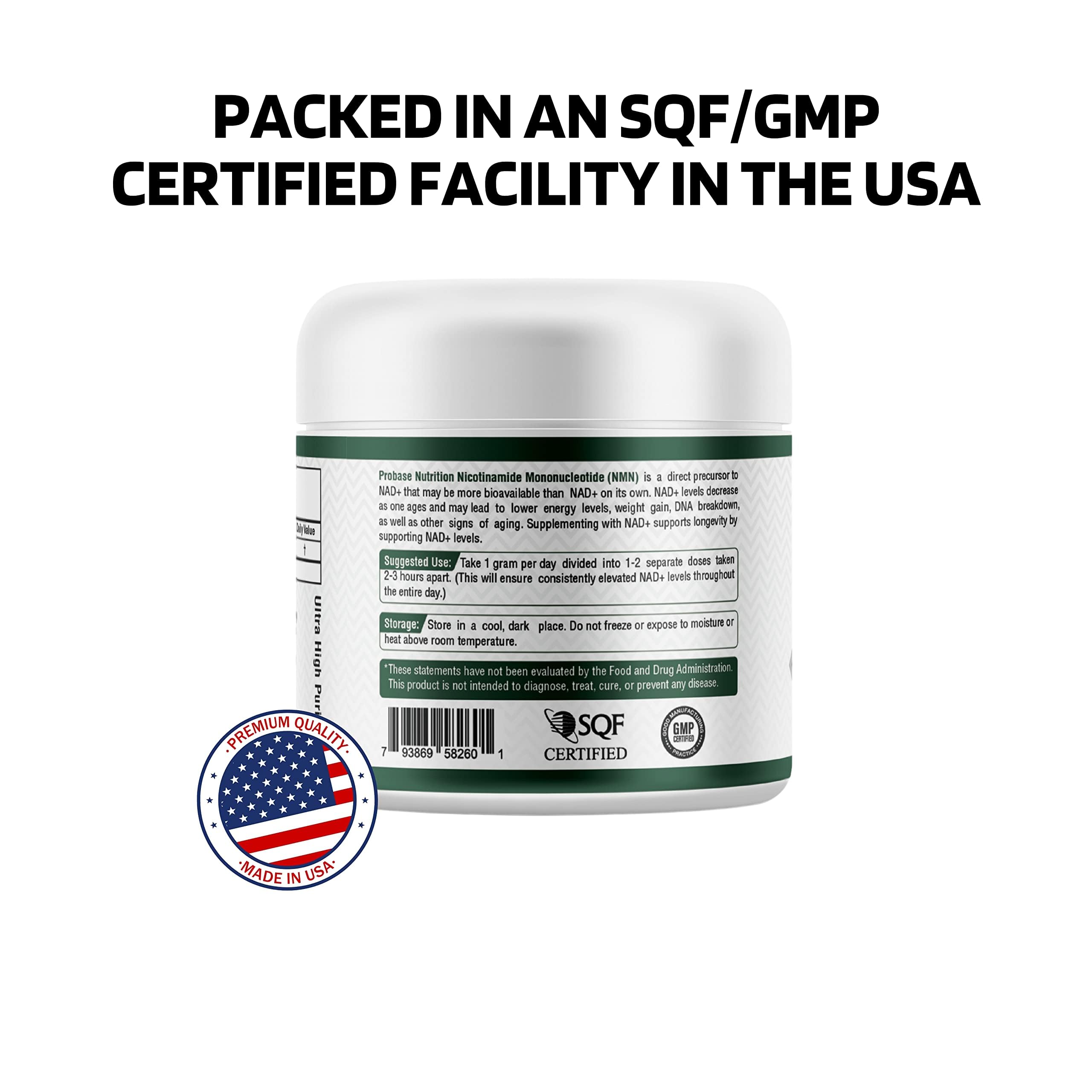 Probase Nutrition Longevity Pure NMN Powder 40 Grams - Ultra-Pure, Fully Stabilized, Pharmaceutical Grade NMN to Boost NAD+, Nicotinamide Mononucleotide Powder Supplement Probase NutritionAu supplements