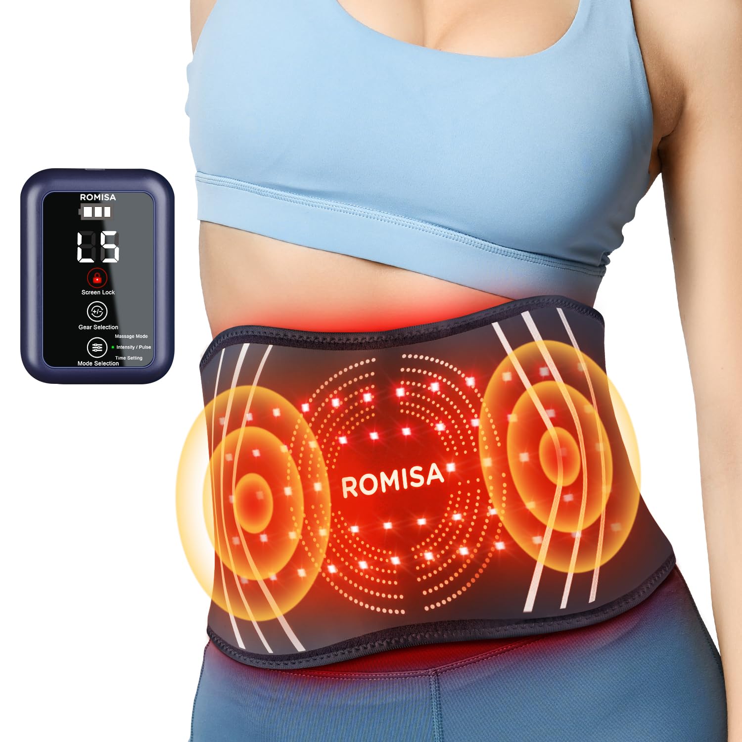 ROMISA Red Light Therapy Belt - Infrared Light Therapy Vibration Rechargeable 660nm&850nm ROMISAAu supplements