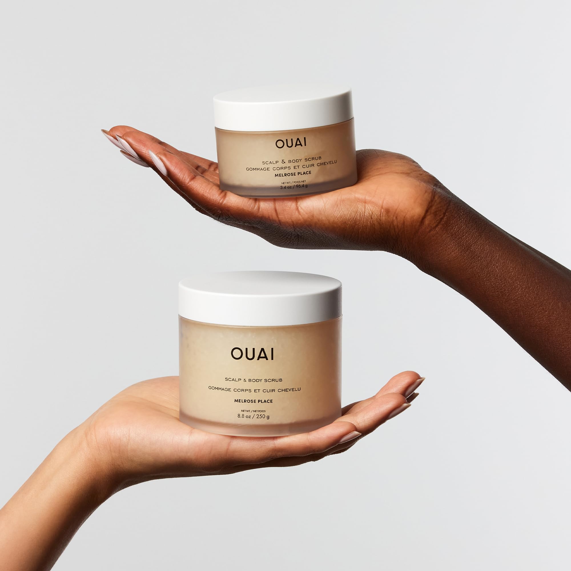 OUAI Scalp & Body Scrub Travel Size, Melrose Place - Exfoliating Body Scrub with Sugar & Coconut Oil Blend for Smooth, Moisturized Skin - Gentle for Removing Product Build Up (3.4 Oz) OUAIAu supplements