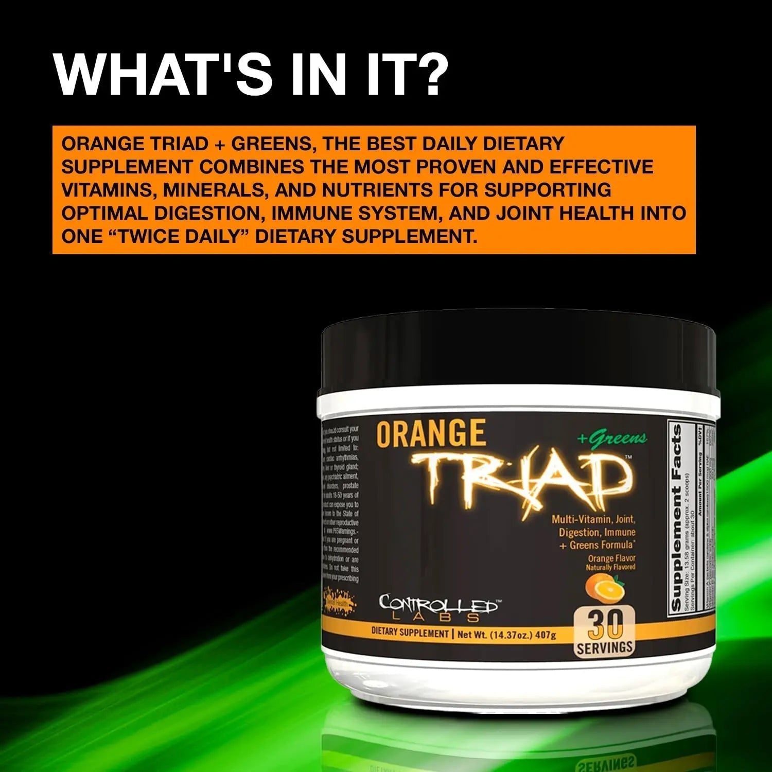 CONTROLLED LABS Orange Triad Plus Greens for Men and Women, 30 Servings Iron Free Sports Supplement for Overall Health CONTROLLED LABSAu supplements
