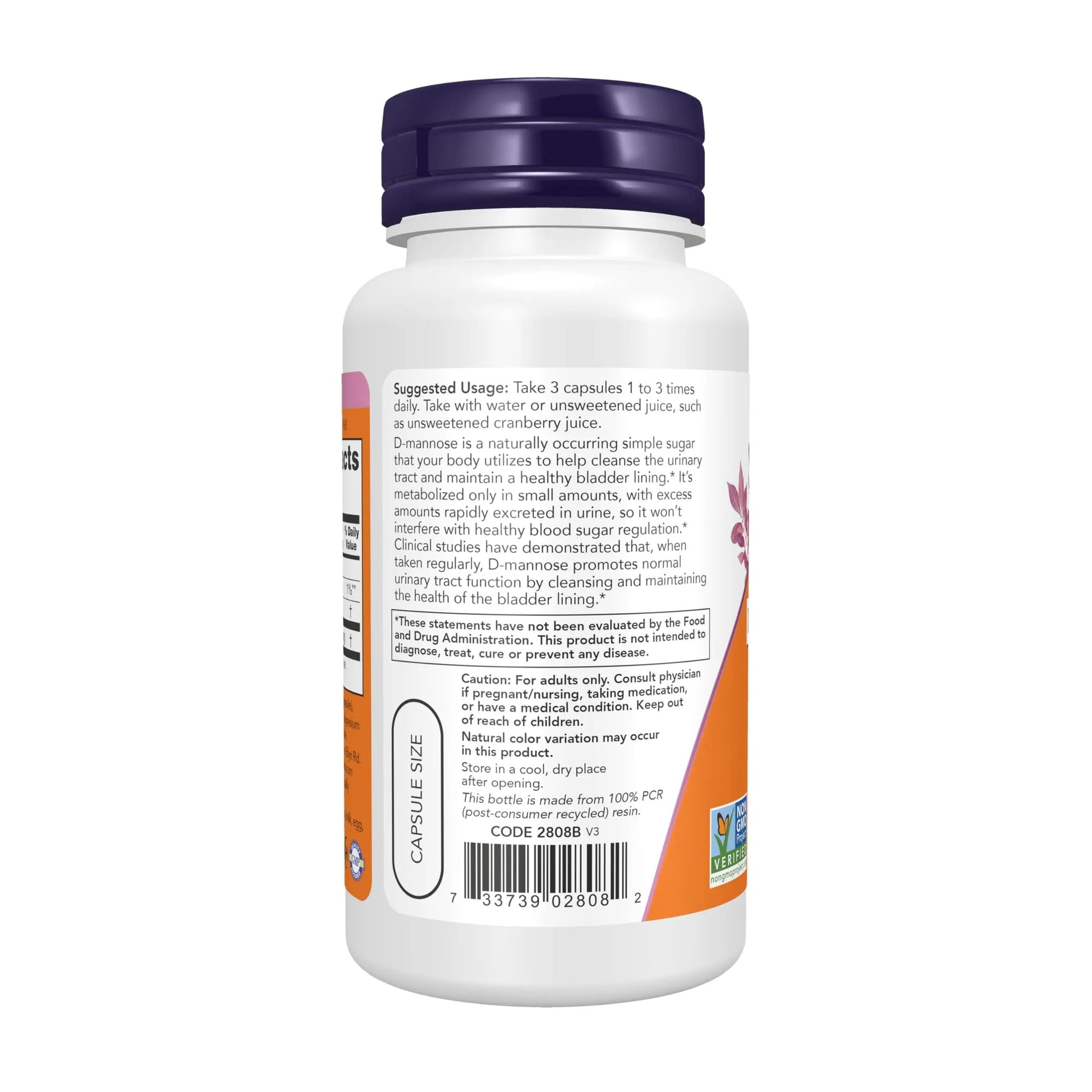 Now Foods Supplements, D-Mannose 500 mg, Non-GMO Project Verified, Healthy Urinary Tract*, 60 Veg Capsules NOW FoodsAu supplements