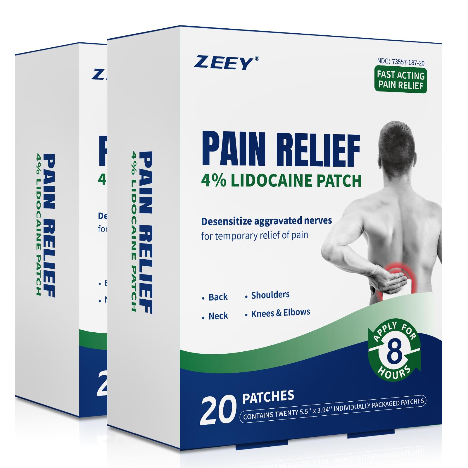 ZEEY 4% Lidocaine Pain Relief Patches, Maximum Strength OTC, for Back, Knee, Neck, Shoulders, Joints, Muscle Soreness, Fast Acting, Topical Anesthetic, Large Gel Patch, 5.5" x 3.94", 40Ct ZEEYAu supplements