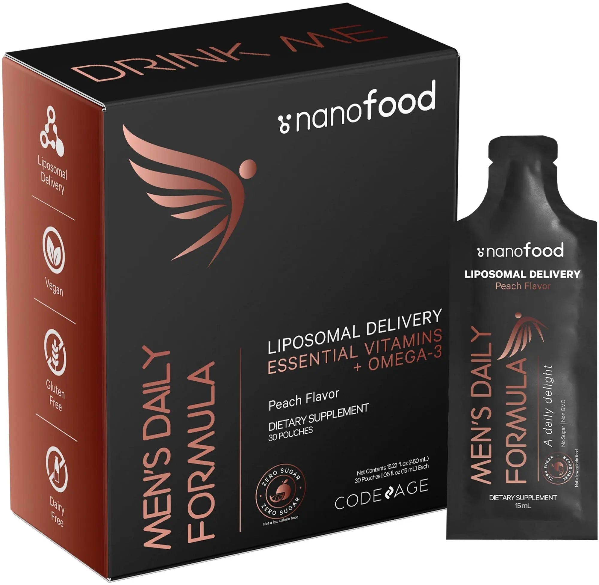 Codeage Daily Men Liquid Vitamins Supplement - Liposomal Multivitamin A, B, C, D, E, Biotin, Omega-3 & Omega-9 CodeageAu supplements