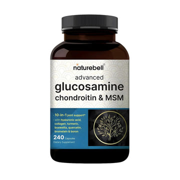 NatureBell Advanced Glucosamine Chondroitin & MSM - 240 Capsules - 10-in-1 Joint Support Complex* - Includes Hyaluronic Acid, Turmeric, Glucosamine, Collagen & More NatureBellAu supplements