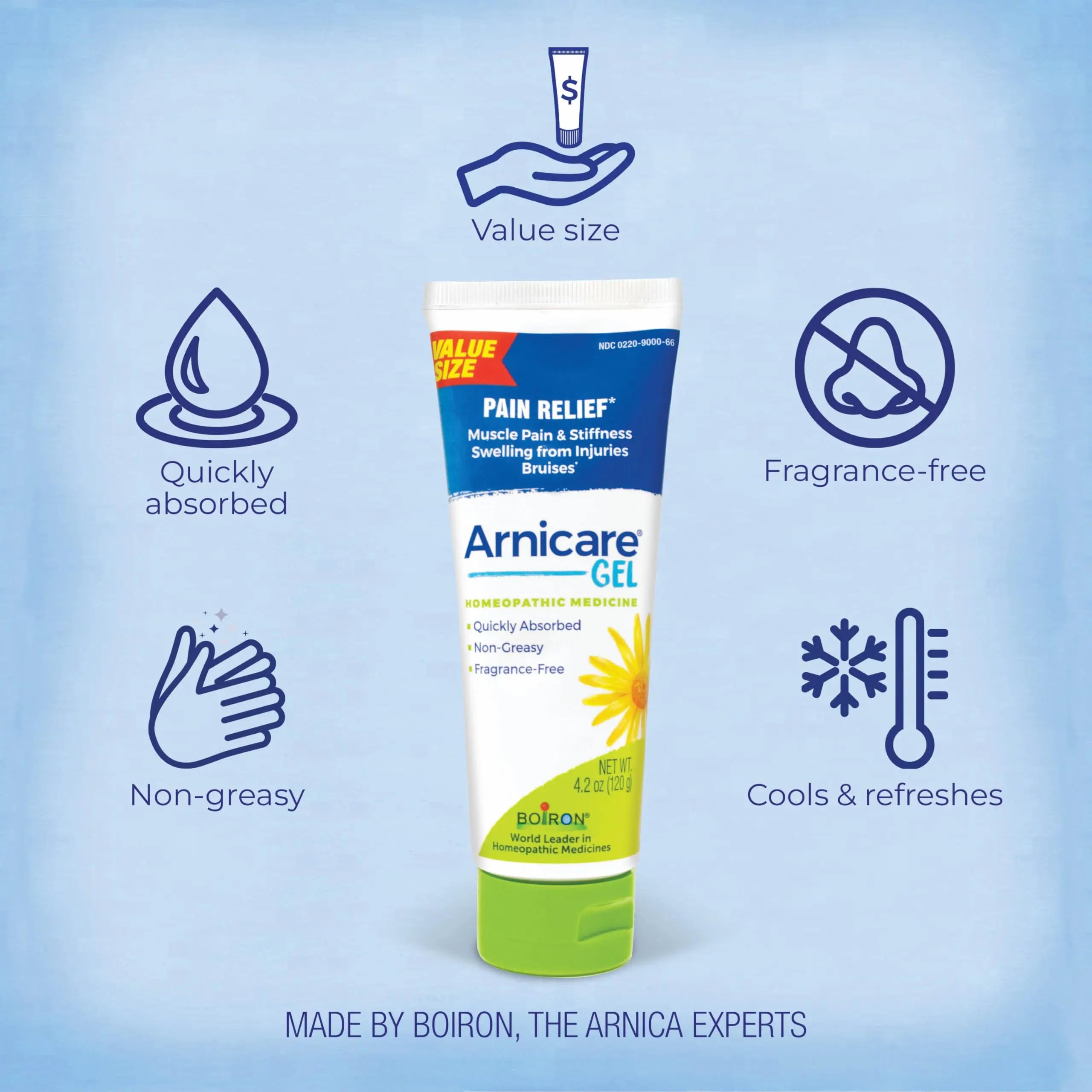 Boiron Arnicare Gel for Relief of Joint Pain, Muscle Pain, Muscle Soreness, and Swelling from Bruises or Injury - Non-greasy and Fragrance-Free - 4.2 oz BoironAu supplements