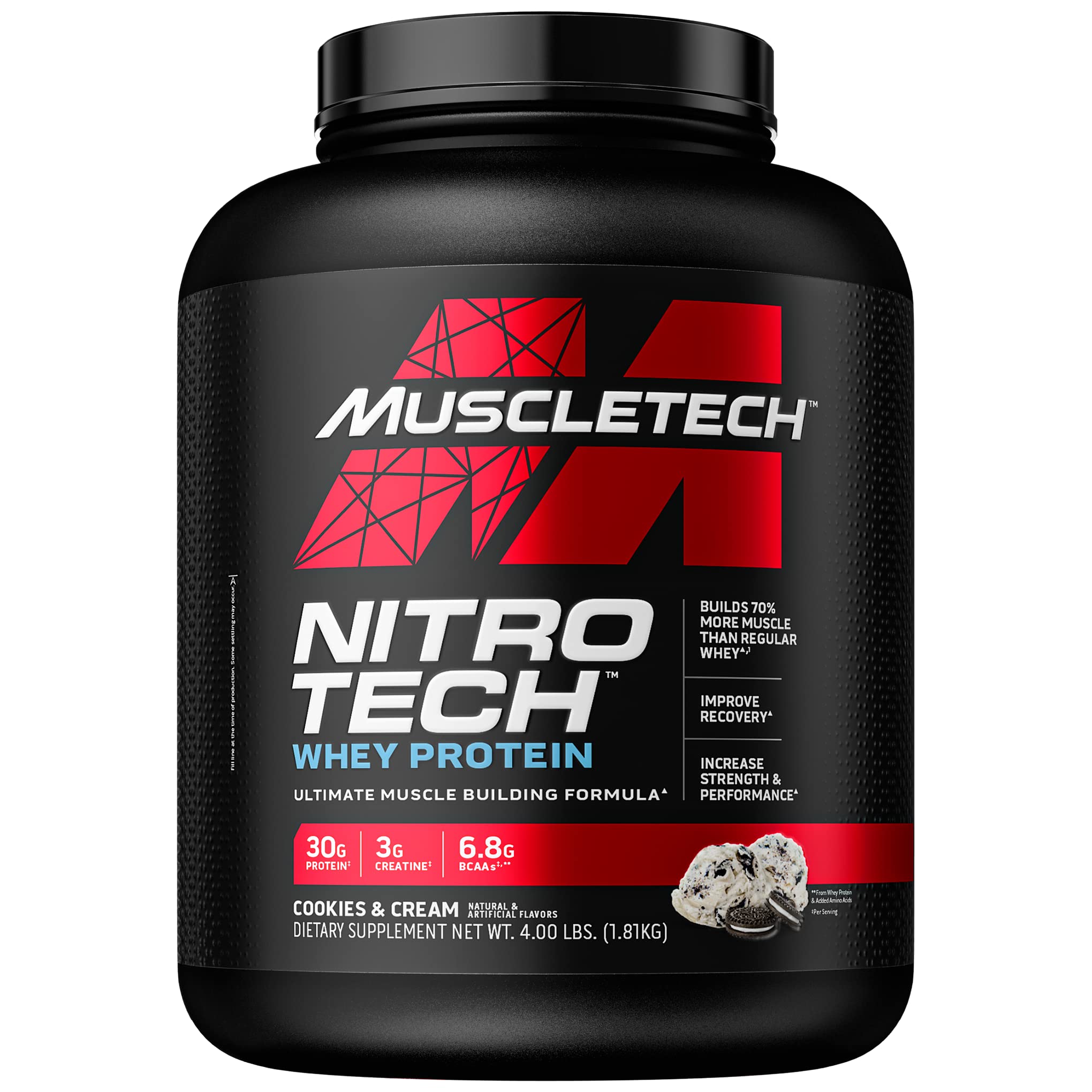 Whey Protein Powder MuscleTech Nitro-Tech Whey Protein Isolate & Peptides Protein MuscletechUS supplements