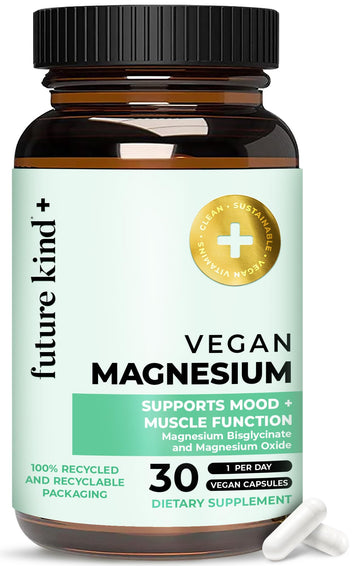 Future Kind Magnesium Glycinate, Supports Muscle and Nerve Function, High Absorption Chelated Magnesium Supplement, Nightly Calm, Energy & Metabolism, Highly Bioavailable & Potent - 30 Vegan Capsules Future KindAu supplements