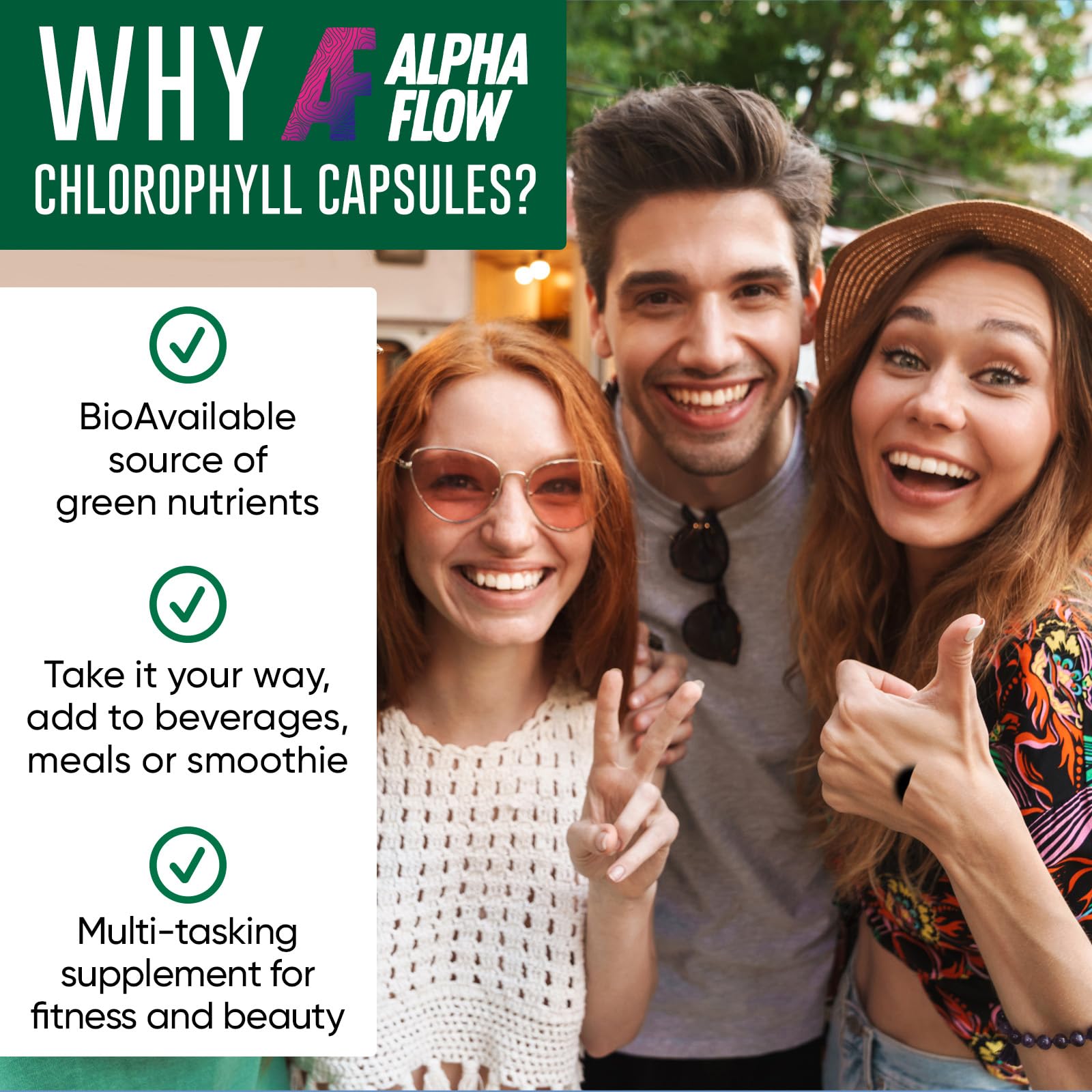 Chlorophyll Capsules 600 mg - Natural Chlorophyll Pills for Women & Men - Highly BioAvailable Alpha FlowAu supplements