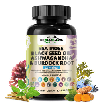 HEALOADING Sea Moss Capsules：Wildcrafted Organic Irish Seamoss & Bladderwack - Rich in Minerals, Supports Thyroid Health, Digestion, Skin & Immune System - Vegan, Non-GMO HEALOADINGAu supplements