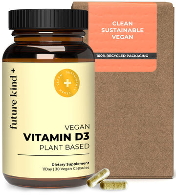 Future Kind Vitamin D3 2500 IU for Bone and Muscle Function, Vitamin D Vegan Supplement from Plant Lichen, Non-GMO, Sugar Free, Pure Vitamin D3, Promotes Natural Resilience, 30 Capsules Future KindAu supplements