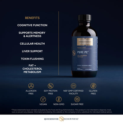 Quicksilver Scientific Micellized Pure PC - Phosphatidylcholine Liquid Supplement to Support Cellular & Liver Health - Superior Liposomal Absorption - Non-GMO Supportive Brain Supplement (4oz /120ml) Quicksilver ScientificUS supplements