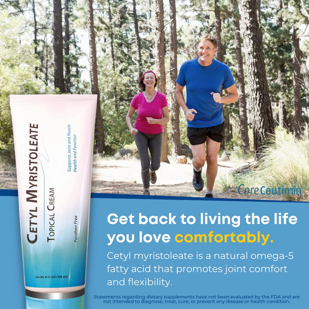 Cetyl Myristoleate Topical Cream Omega 5 Fatty Acid - Helps Reduce Joint and Muscle Discomfort - Includes Arnica, Glucosamine, Aloe,Jojoba, Sunflower & Sesame Seed Oil - 4oz. by Coreceutimin CoreCeutiminAu supplements