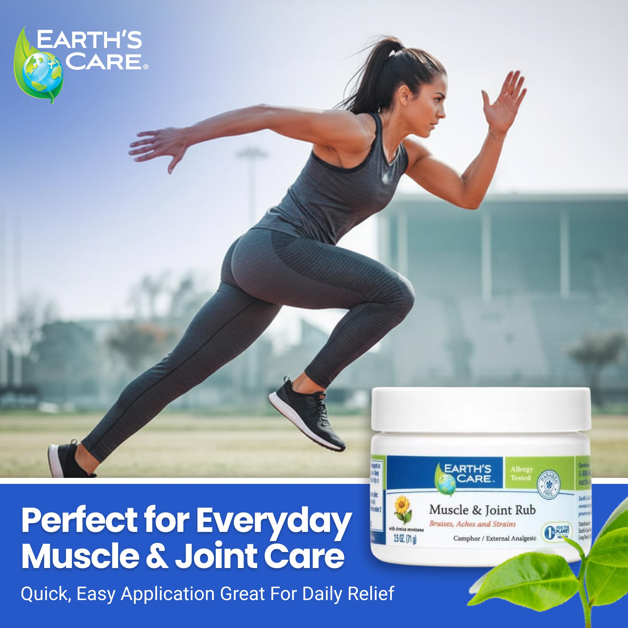 Earth's Care Muscle & Joint Rub - for Sore Muscles, Bruises, Aches and Strains - 2.5 OZ. Earth's CareAu supplements