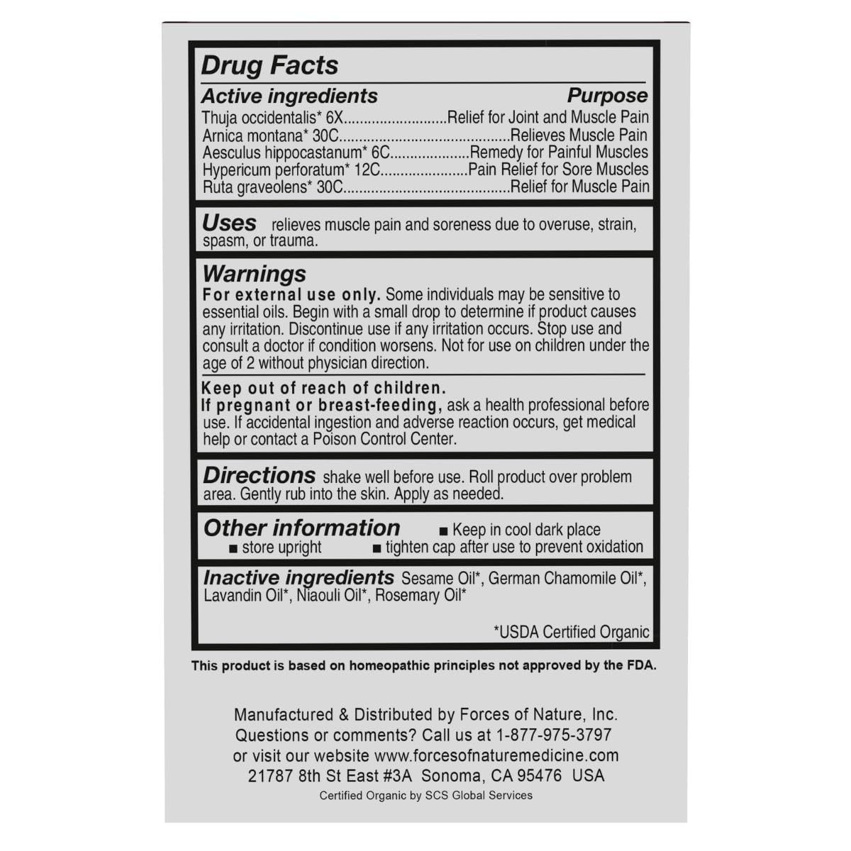 Forces of Nature - Natural, Organic Muscle Pain Relief (4ml) (Packaging May Vary) Forces of NatureAu supplements