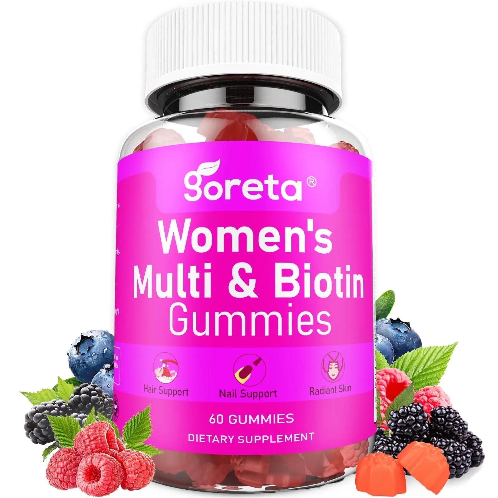 Goreta Women’s Multivitamin Gummies with Biotin 2,500 mcg – 15 Key Nutrients, Sugar-Free Mixed Berry, Pectin-Based, 60 Count GoretaAu supplements