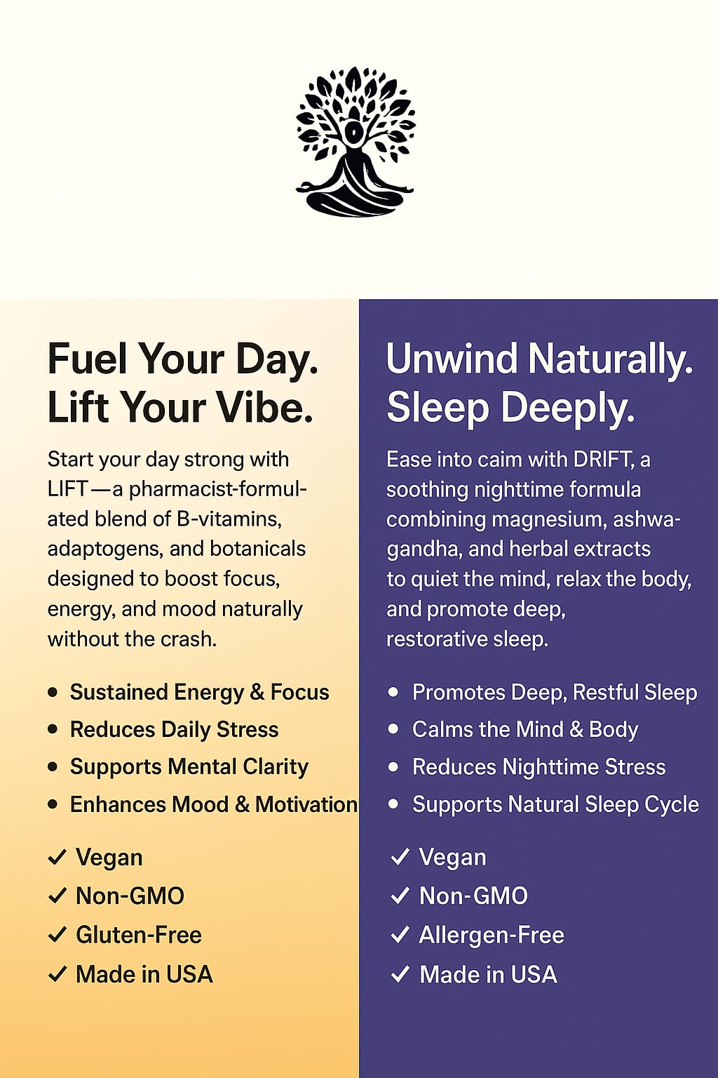Prime Vibe Goods Lift & Drift – Energy & Stress Support Supplement – Adaptogens for Focus, Relaxation & Sleep – Ashwagandha, Magnesium, Rhodiola, GABA, Maca – Vegan (2-Pack, 120 Capsules) Prime Vibe GoodsAu supplements