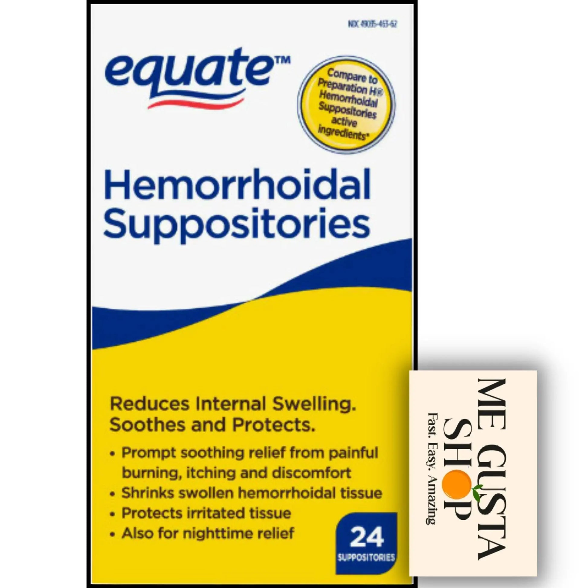 Equate Hemorrhoidal Suppositories 24 Ct Pack of 01 24 Total + me Gusta Sticker ME GUSTA SHOPAu supplements