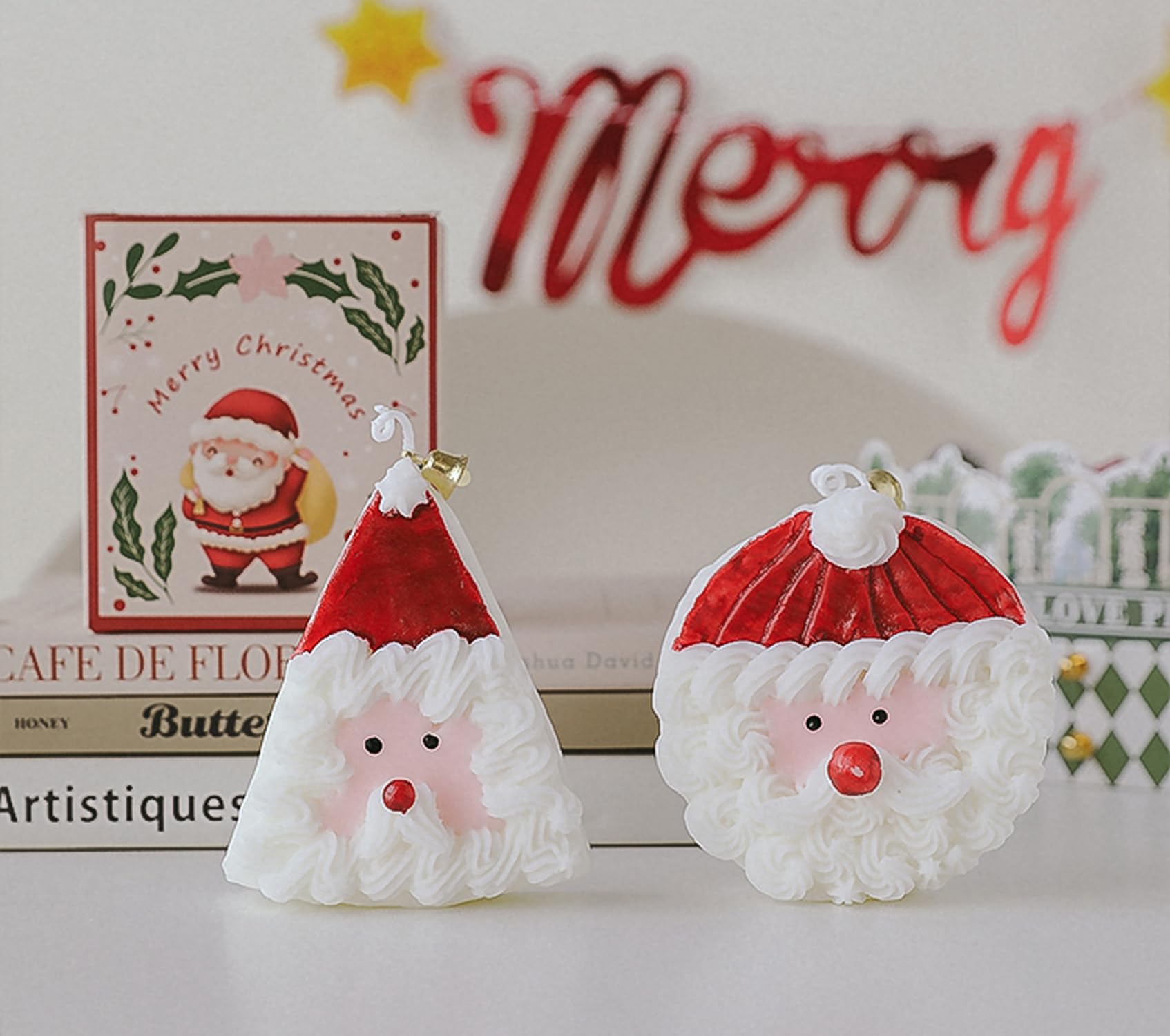 Christmas Cake Scented Candle,110G Handmade Aroma Soy Wax Santa Claus Decorative Candle T-shinAu supplements