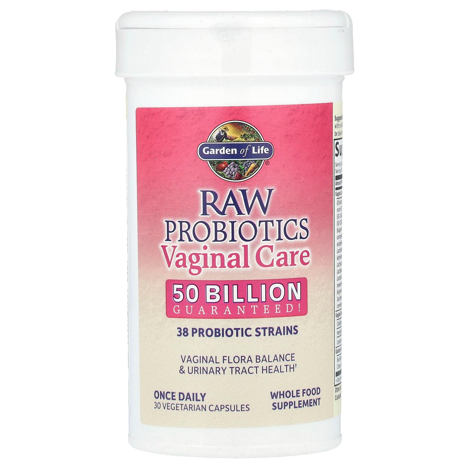 Garden of Life Raw Probiotics Vaginal Care - 50 Billion CFU - 38 Probiotic Strains - Supports Vaginal & Urinary Tract Health - Shelf Stable - 30 Vegetarian Capsules Garden of LifeAu supplements