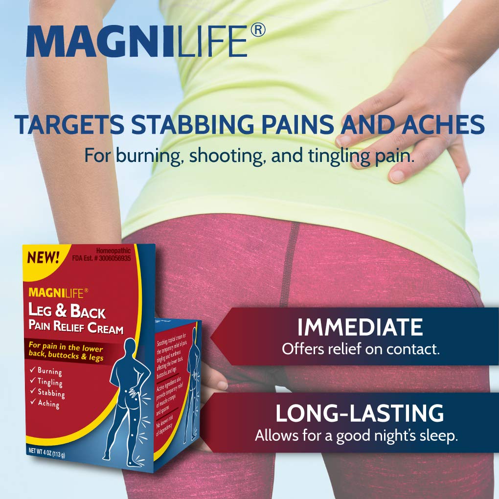 MagniLife Leg & Back Pain Relief Cream (4 oz), Topical Support for Leg Pain & Lower Back Discomfort, Fast Absorbing, No Residue, Mild Scent, Massage-in Formula MagniLifeAu supplements