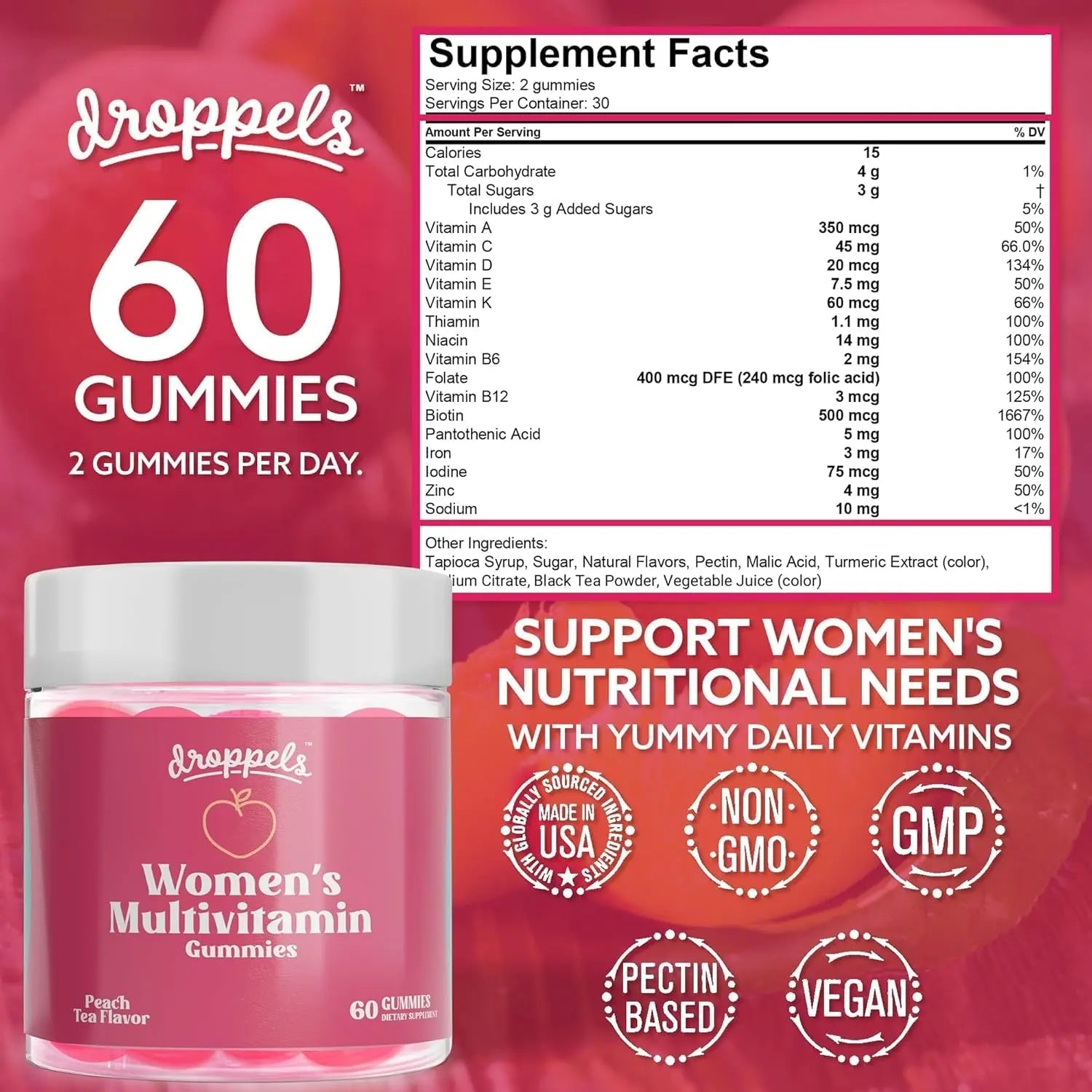 Droppels His & Hers Bundle: Men's & Women's Multivitamin Gummies | Vegan, Non-GMO, Pectin-Based | BlackBerry & Peach Tea Flavors DroppelsAu supplements