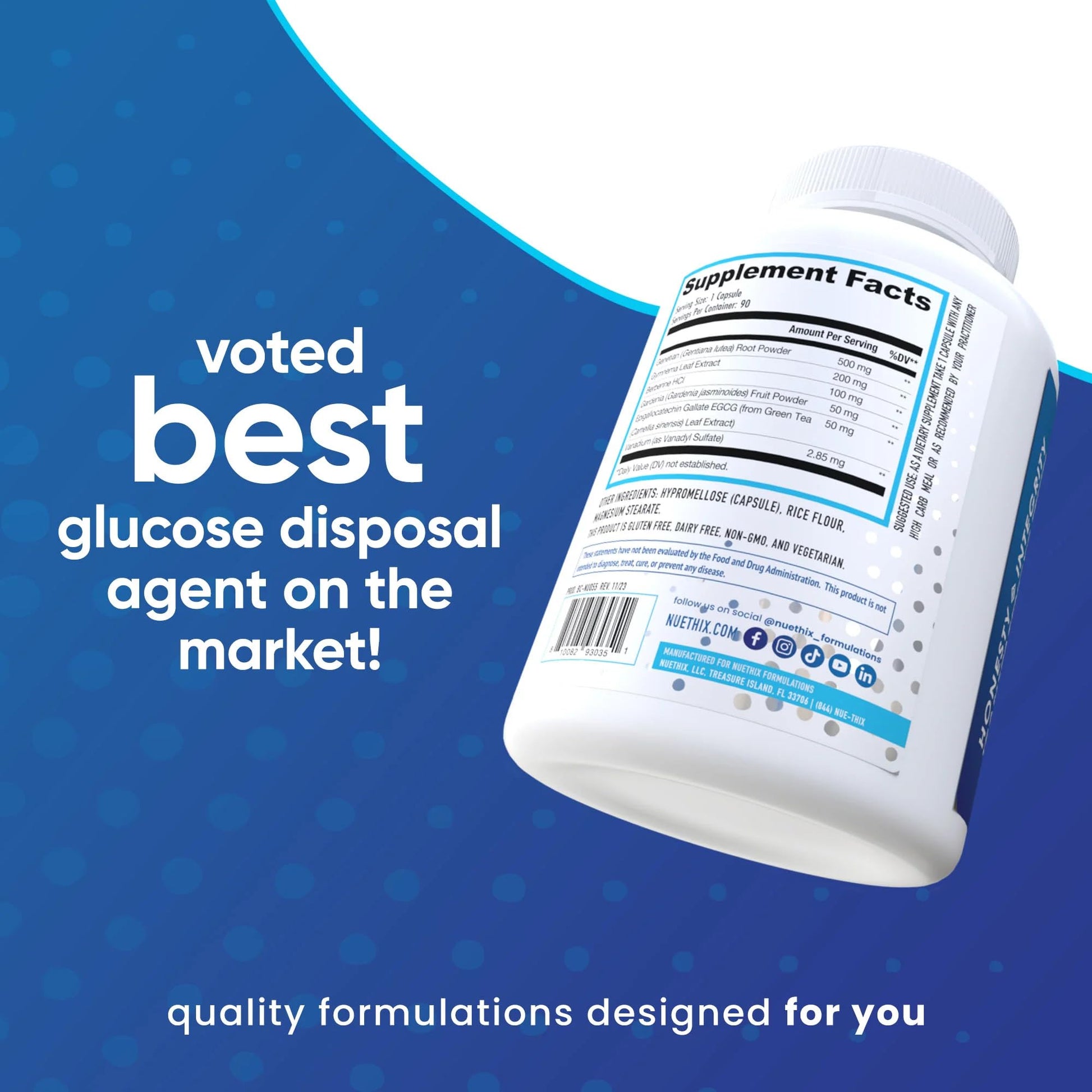 NuEthix Formulations GDA-MAX PRO, Double Berbine HCL Supplement, Supports Glucose Metabolism, Weight Management, Immune Support, Heart Health - Non GMO, Gluten Free, Dairy Free, 90 Count NuEthix FormulationsAu supplements