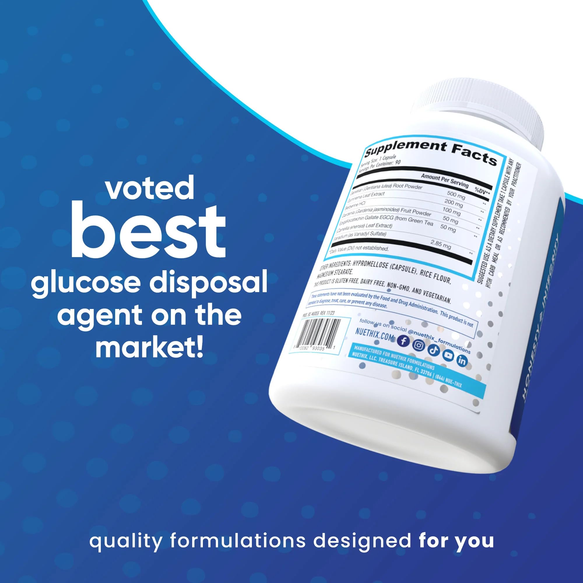 NuEthix Formulations GDA-MAX PRO, Double Berbine HCL Supplement, Supports Glucose Metabolism, Weight Management, Immune Support, Heart Health - Non GMO, Gluten Free, Dairy Free, 90 Count NuEthix FormulationsAu supplements