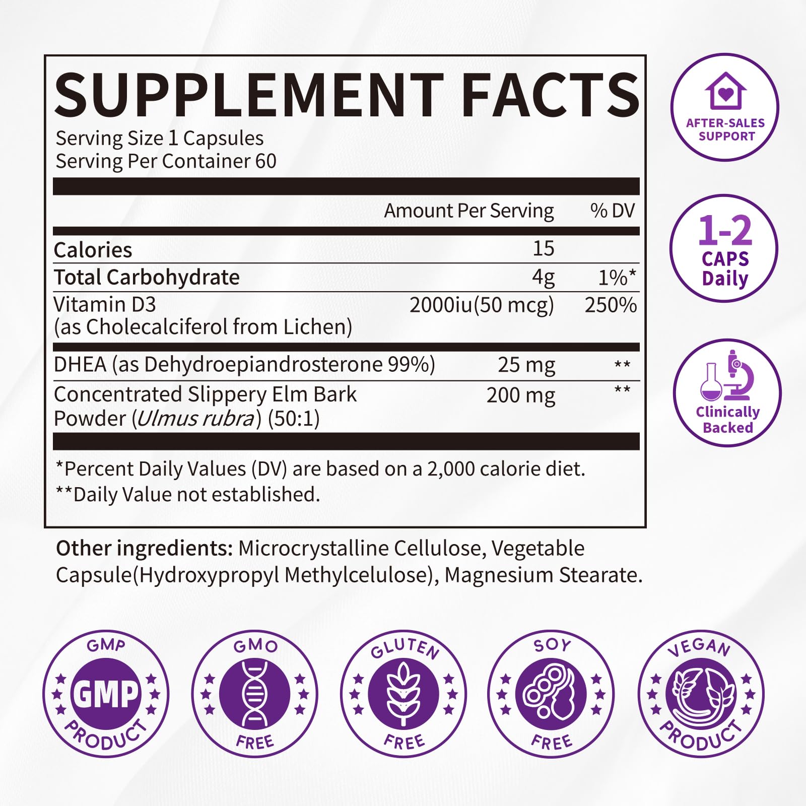 Women's DHEA 25mg Supplement with Vitamin D3 & Slippery Elm – Daily Hormone Support for Energy, Mood, Immune & Healthy Aging – Gentle Balance Formula, Vegan Capsules, 60 Count iMATCHMEAu supplements