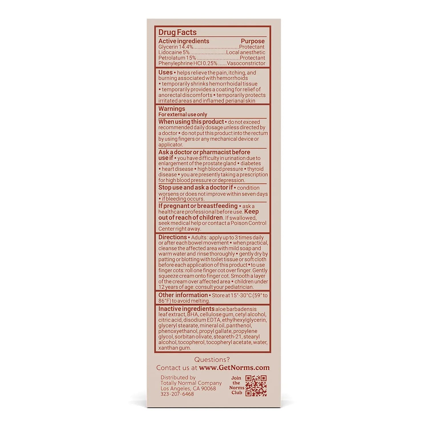 Norms Hemorrhoid Treatment Cream, Max Strength 5% Lidocaine, Rapid Relief for Hemorrhoidal Pain, Swelling, Itching, with Phenylephrine HCL, Aloe & Glycerin – Big Squeeze 2oz Tube NormsAu supplements