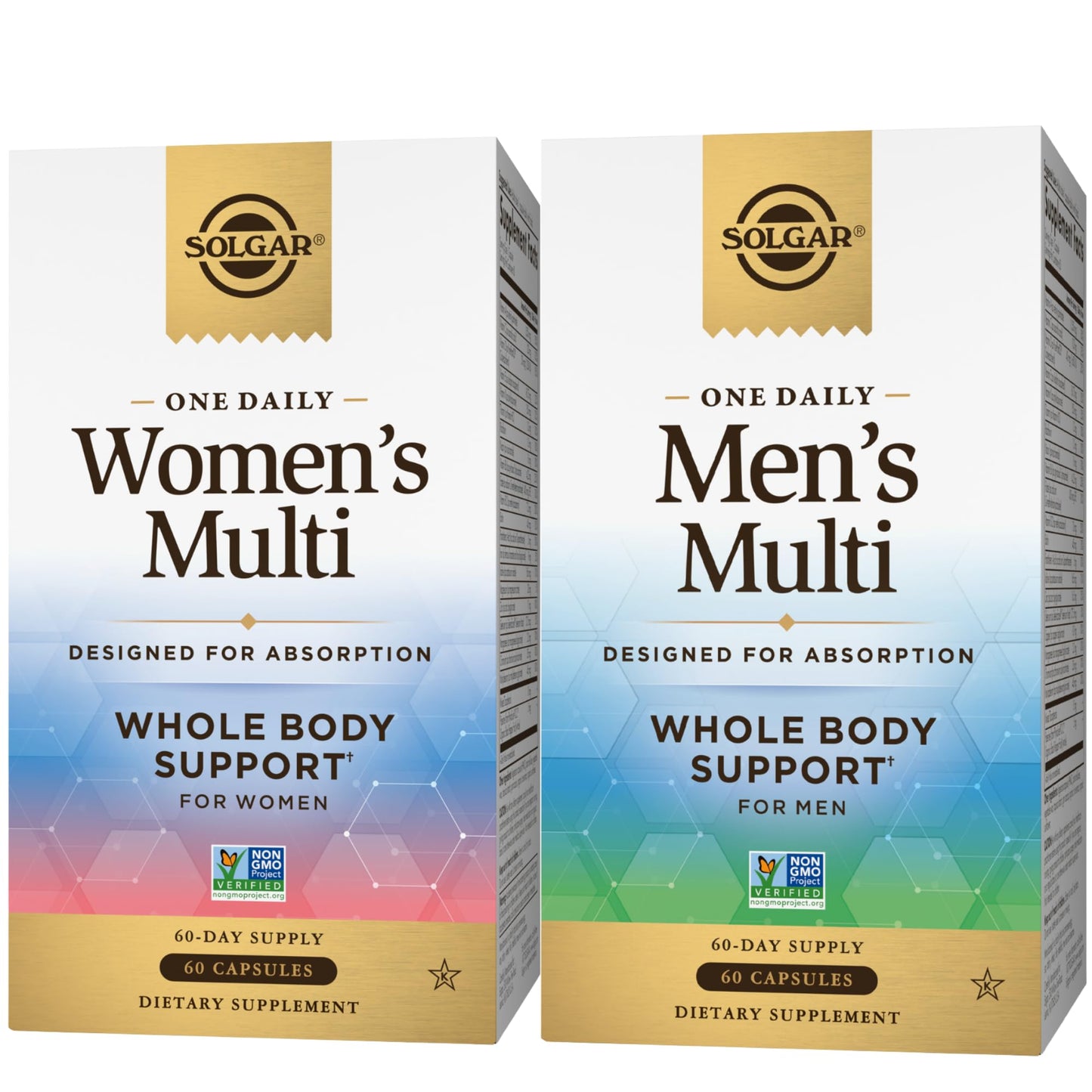 SOLGAR One a Day Women & Mens Bundle:Daily Women's Multi Whole Body Support, 60 Servings + Daily Men's Multivitamin Whole Body Support Supplement, 60 Servings SOLGARUS supplements