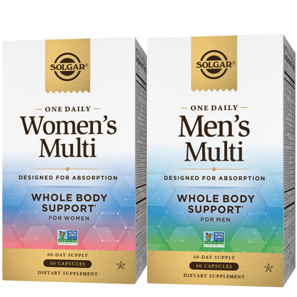 SOLGAR One a Day Women & Mens Bundle:Daily Women's Multi Whole Body Support, 60 Servings + Daily Men's Multivitamin Whole Body Support Supplement, 60 Servings SOLGARUS supplements
