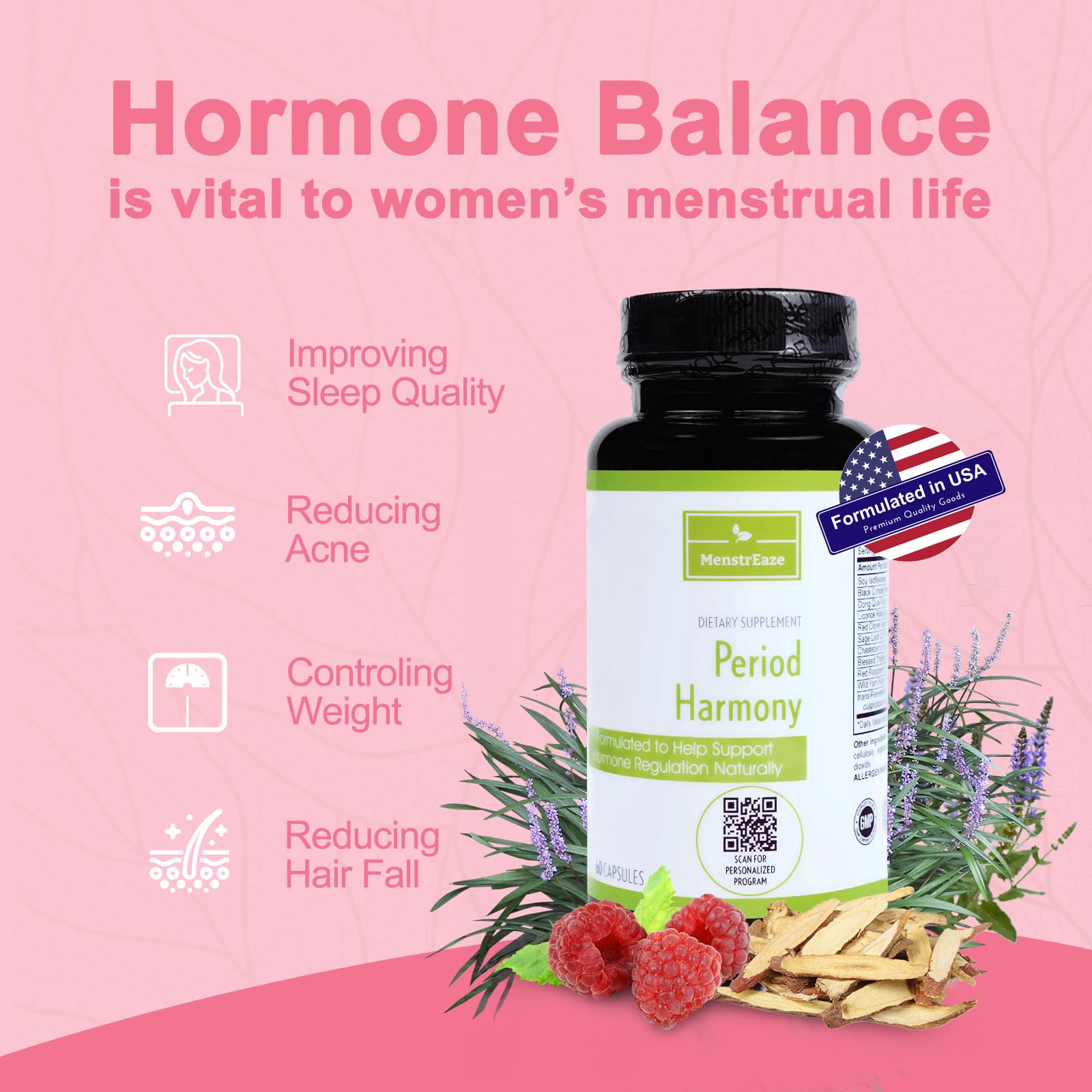 MenstrEaze PMS Relief & Hormone Balance for Women, with Black Cohosh, Vitex, Wild Yam MenstrEazeAu supplements
