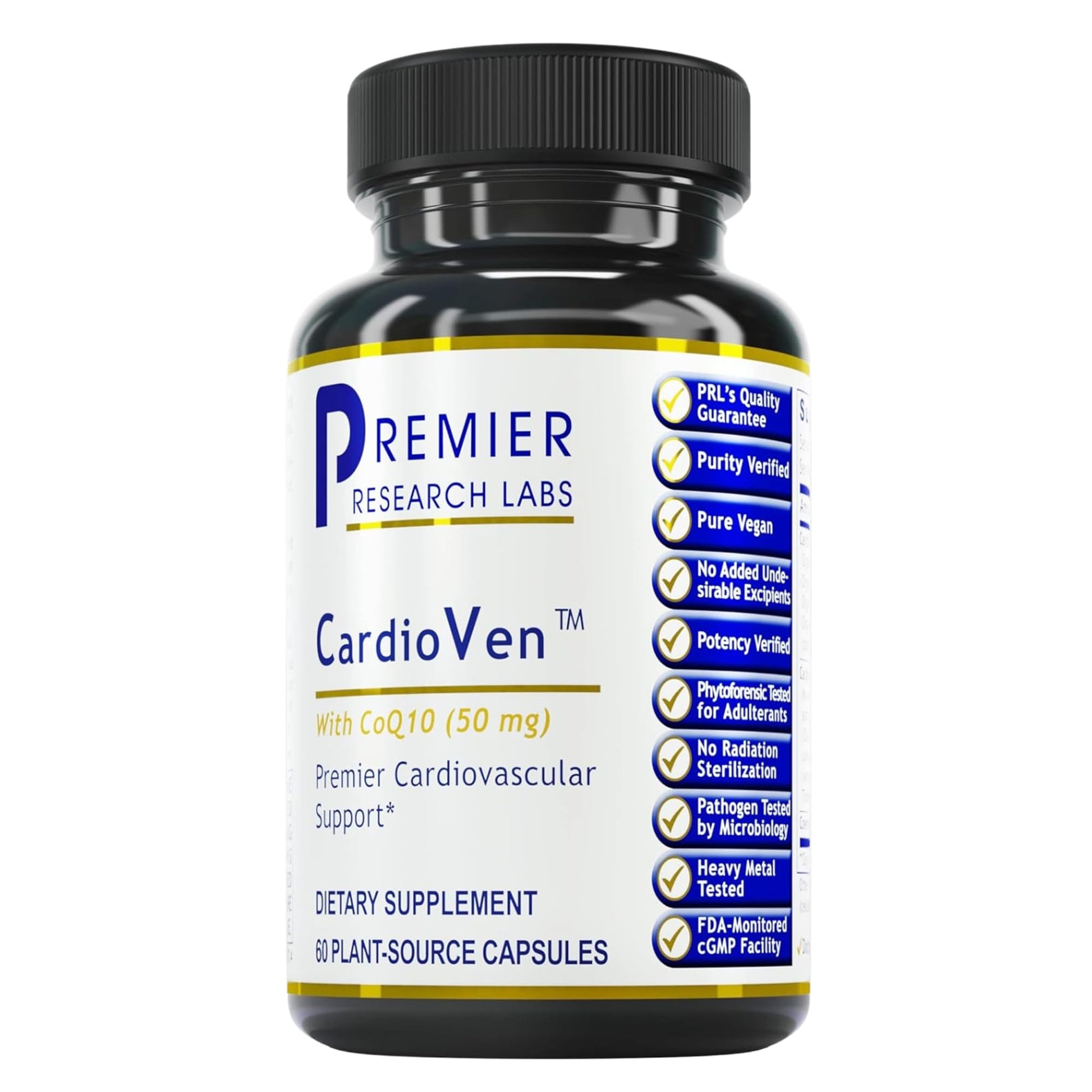 Premier Research Labs CardioVen - CoQ10, Coenzyme Q10, Co Q 10 Supplement 50mg, Ubiquinol with Chlorella, Tocotrienol & Cayenne Pepper for Heart Health, Antioxidant Support - 60 Vegetarian Capsules Premier Research LabsAu supplements