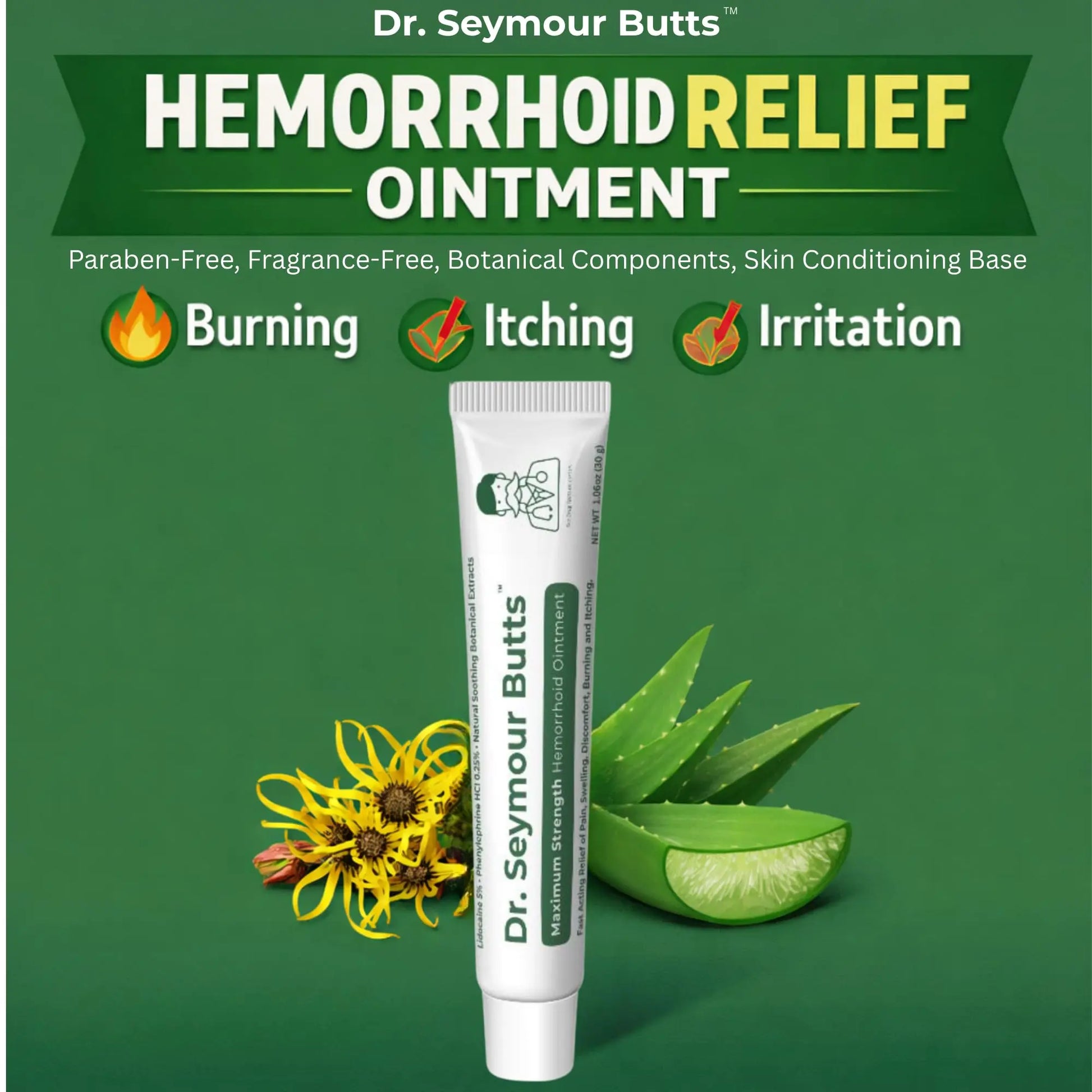 Dr. Seymour Butts Hemorrhoid Ointment – Lidocaine 5% Pain Relief for Burning, Itching & Irritation | External Hemorrhoid Care with Witch Hazel, Aloe & Botanical Support Dr. Seymour ButtsAu supplements