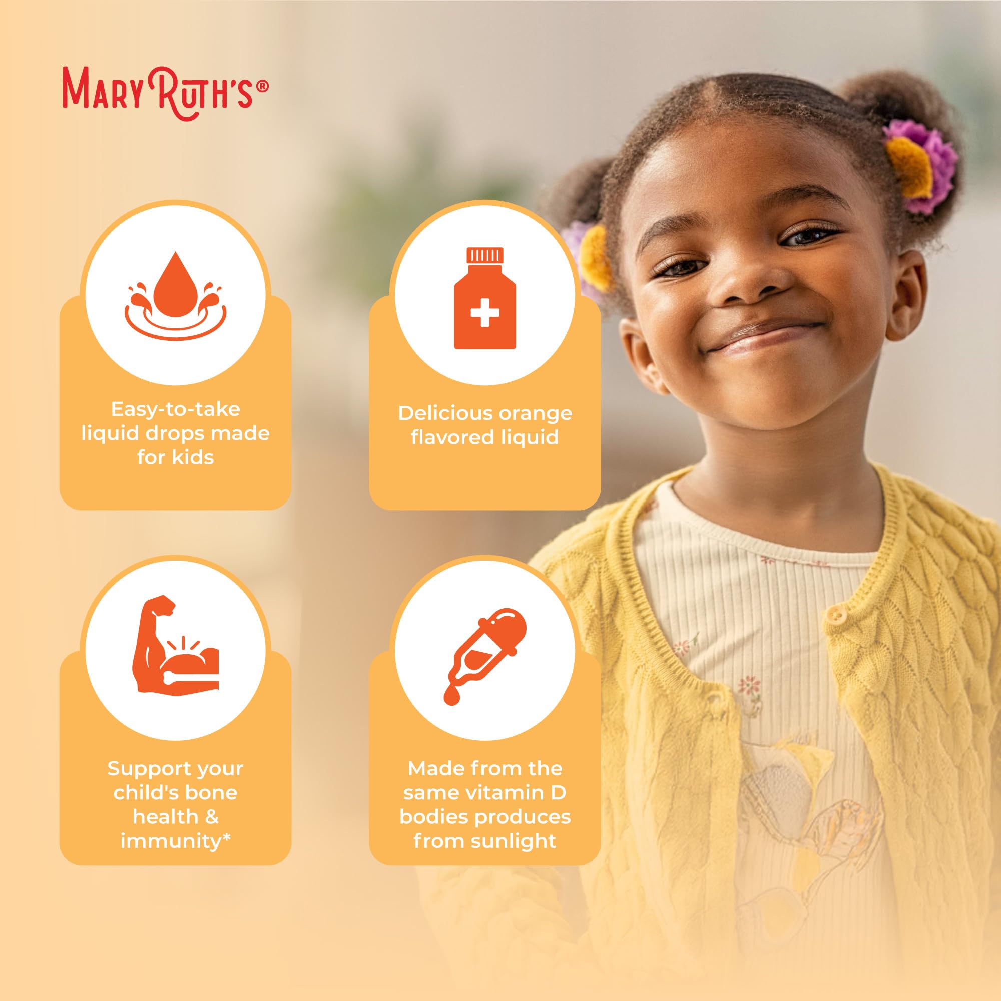 MaryRuth Organics USDA Organic Vitamin D3 Liquid Drops for Kids | 640 IU Vitamin D3 Per Serving | Kids Immune Support & Bone Health Supplement | Formulated for Ages 4-13 | 0.5oz | 30 Servings MARYRUTH'SUS supplements