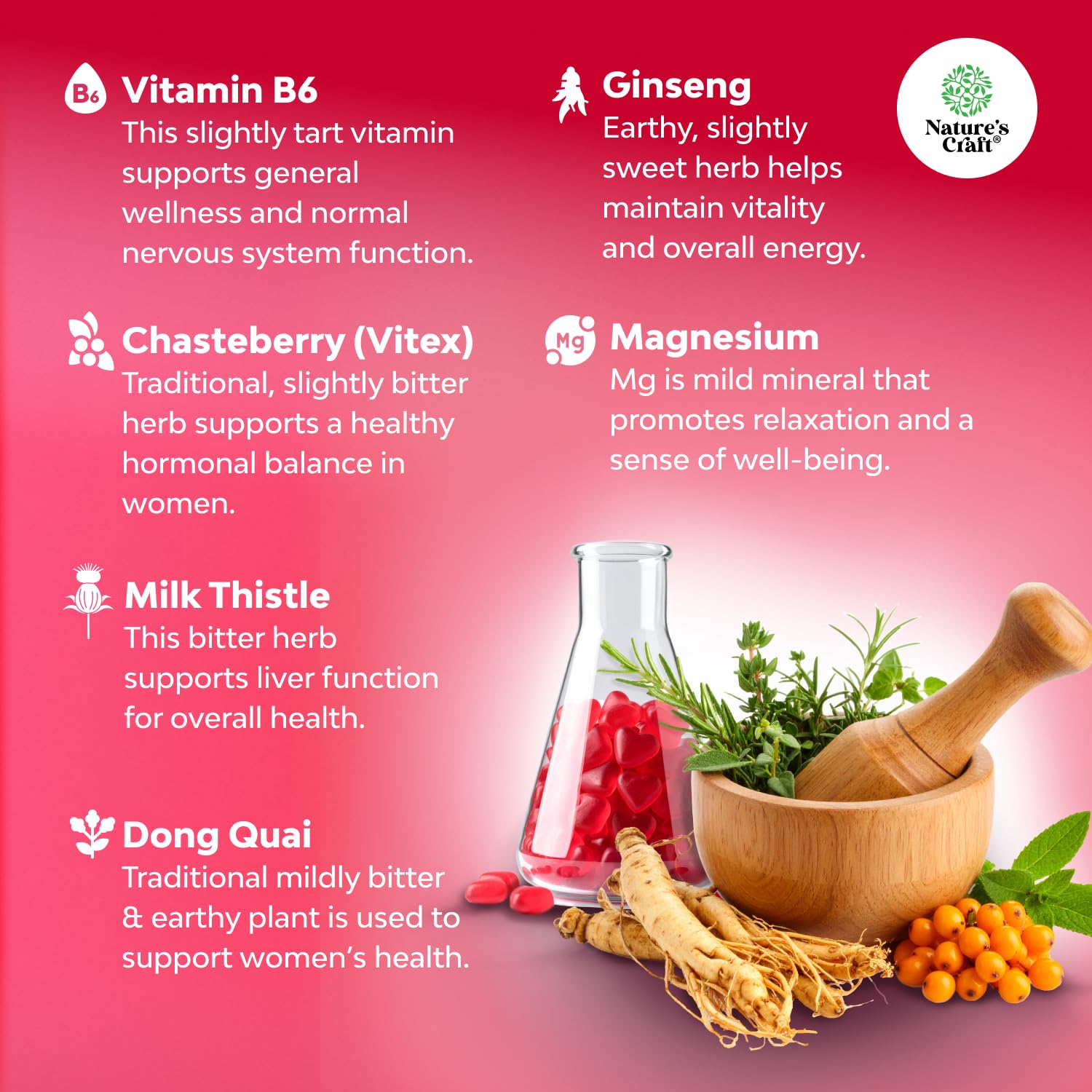 Hormone Balance for Women Gummies of All Ages - PMS Support Supplement for Women to Regulate Menstrual Cycle & Hormonal Balance Menopause & Mood Swings with Vitamin B6 & Dong Quai - 60 Chews Natures CraftAu supplements