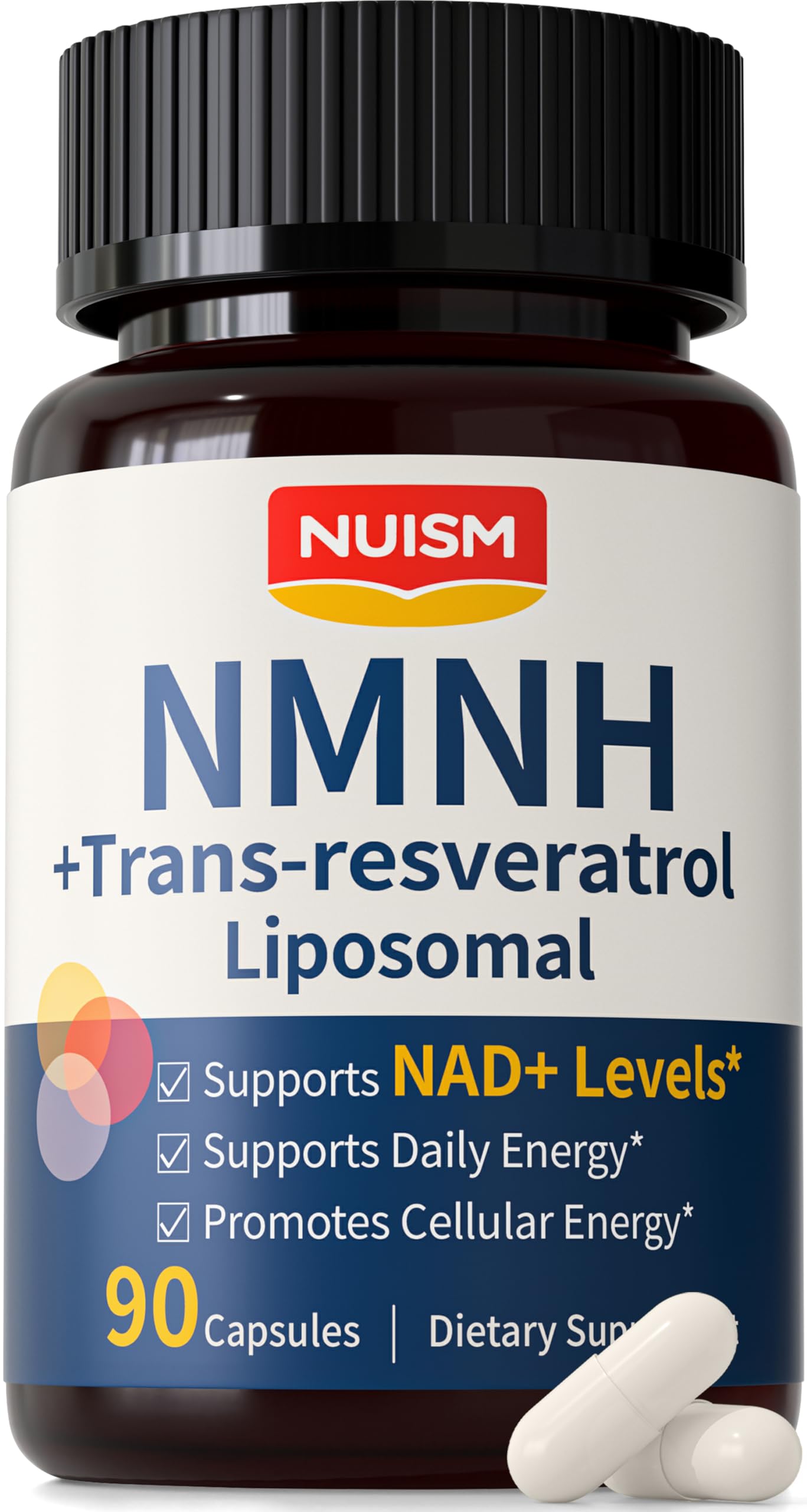 NUISM NMNH NAD+ Supplement, Liposomal 600mg NMN NAD+ and Resveratrol Complex for Cellular Energy, Healthy Aging & Metabolic Support, 90 Capsules NUISMAu supplements