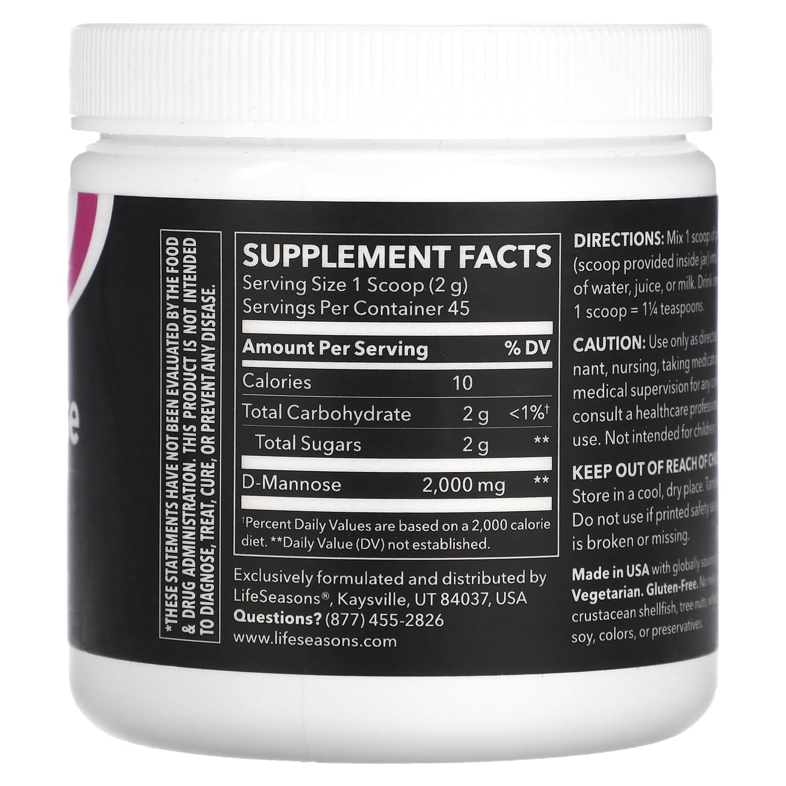 LifeSeasons D-Mannose Powder - Fast-Acting UTI Relief - Urinary Tract Health Supplement - Supports Healthy Levels of Microflora & Eases Bladder Discomfort - 45 Servings LifeSeasonsAu supplements